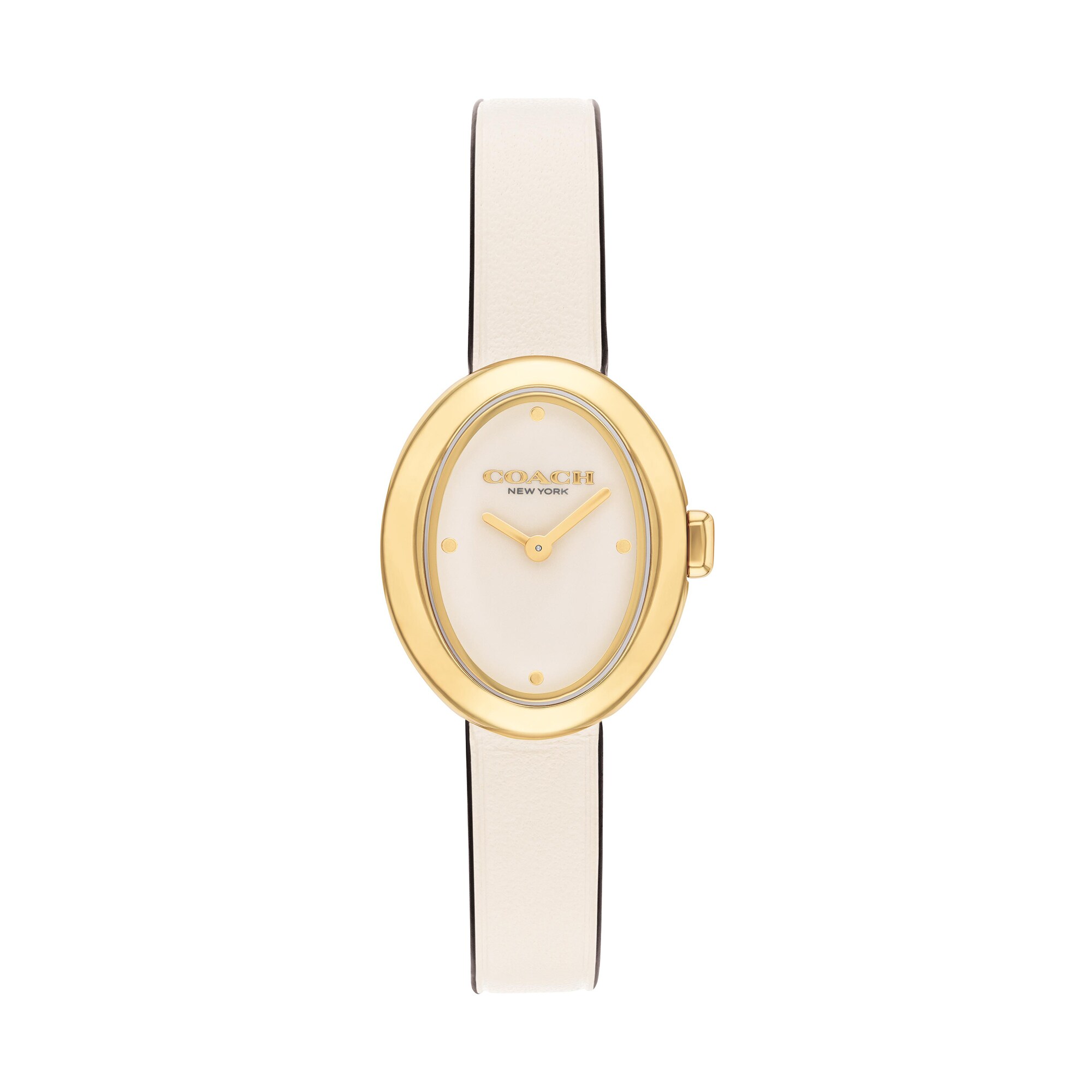 Ladies' Coach Sammy Gold-Tone IP White Leather Strap Watch with