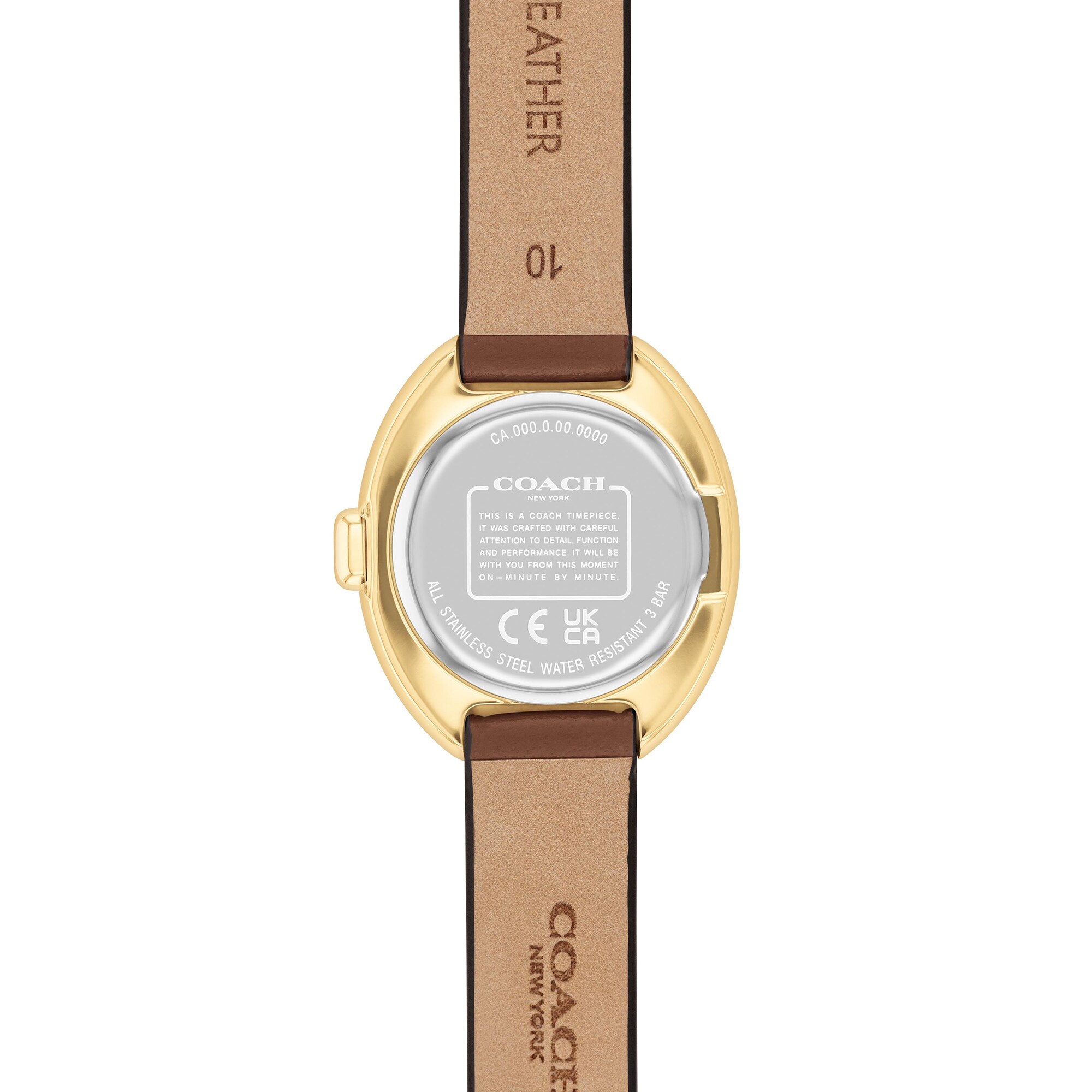 COACH ブラウンレザーサンダル Ladies' Coach Sammy Gold-Tone IP Brown Leather Strap Watch with