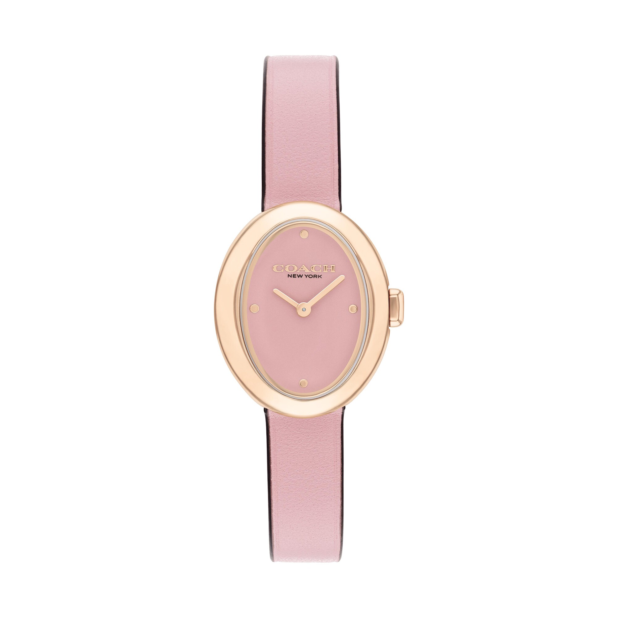 Ladies' Coach Sammy Rose-Tone IP Pink Leather Strap Watch with