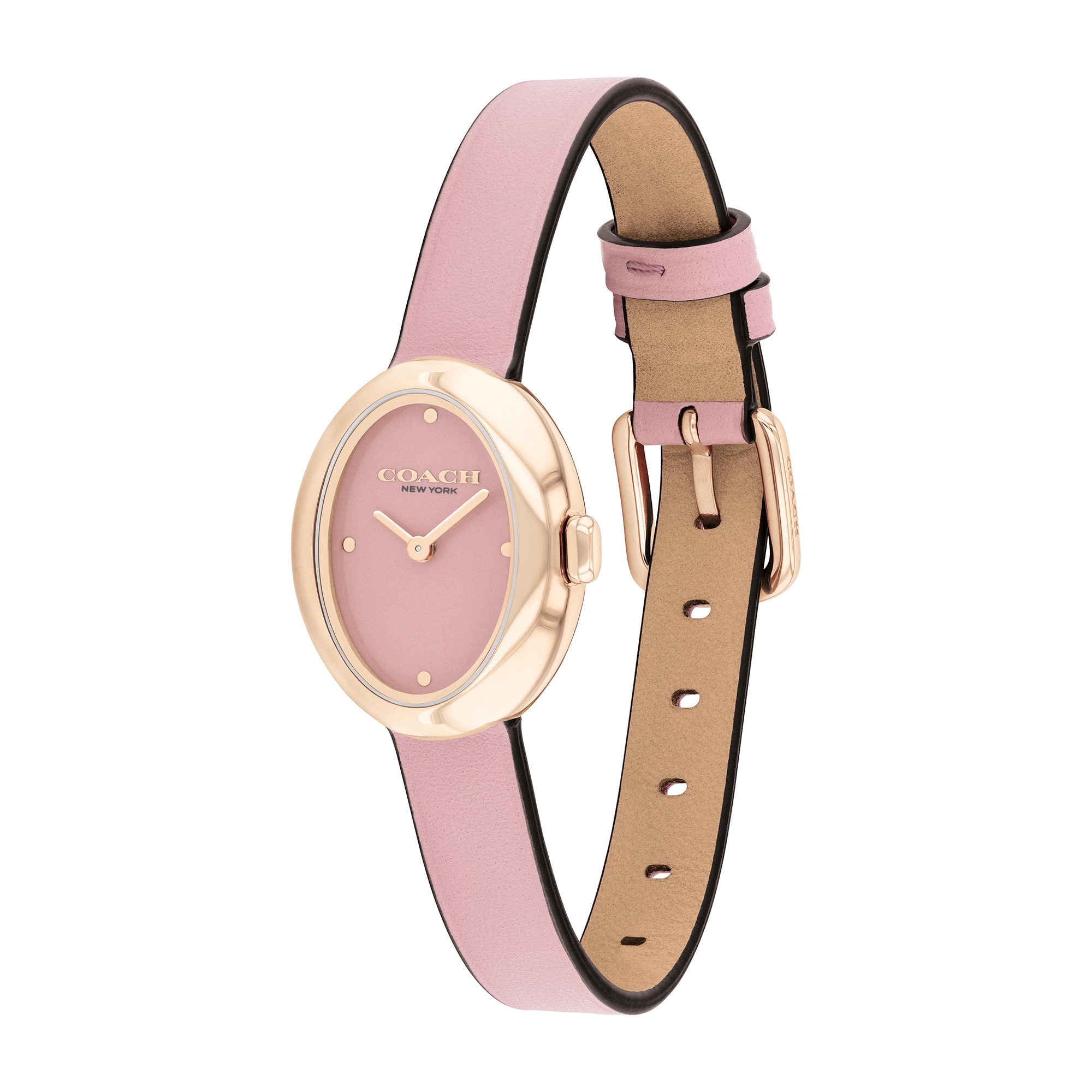 Ladies' Coach Sammy Rose-Tone IP Pink Leather Strap Watch with