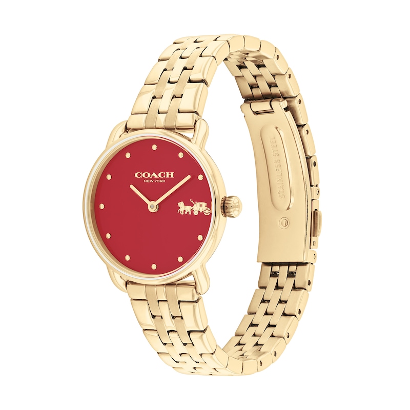 Coach Gold Watch with Red Heart Details Coach_Perry_Red_Leather_Strap_  main image 2