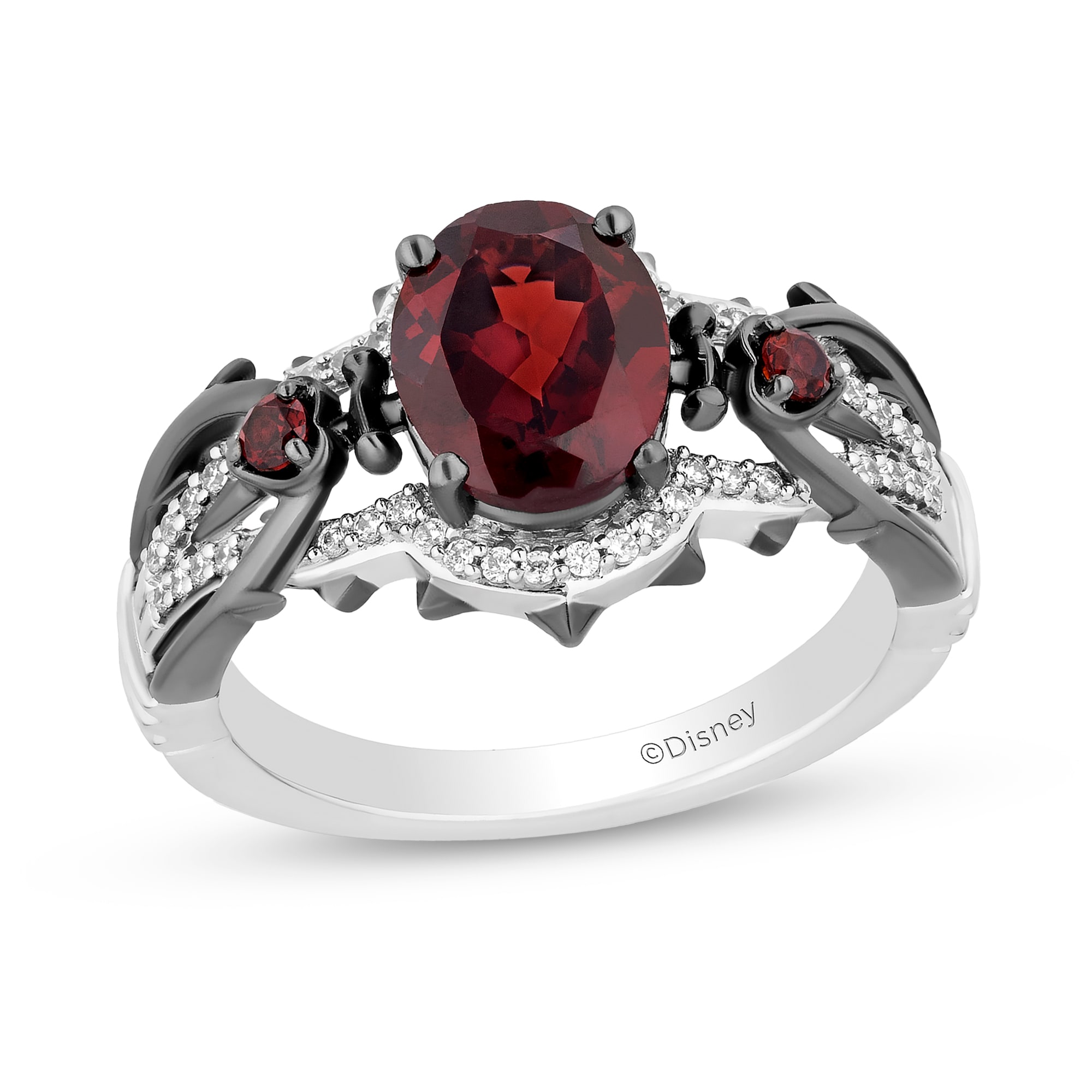 Enchanted Disney Villains Evil Queen Oval Garnet and 1/6 CT. T.W.
