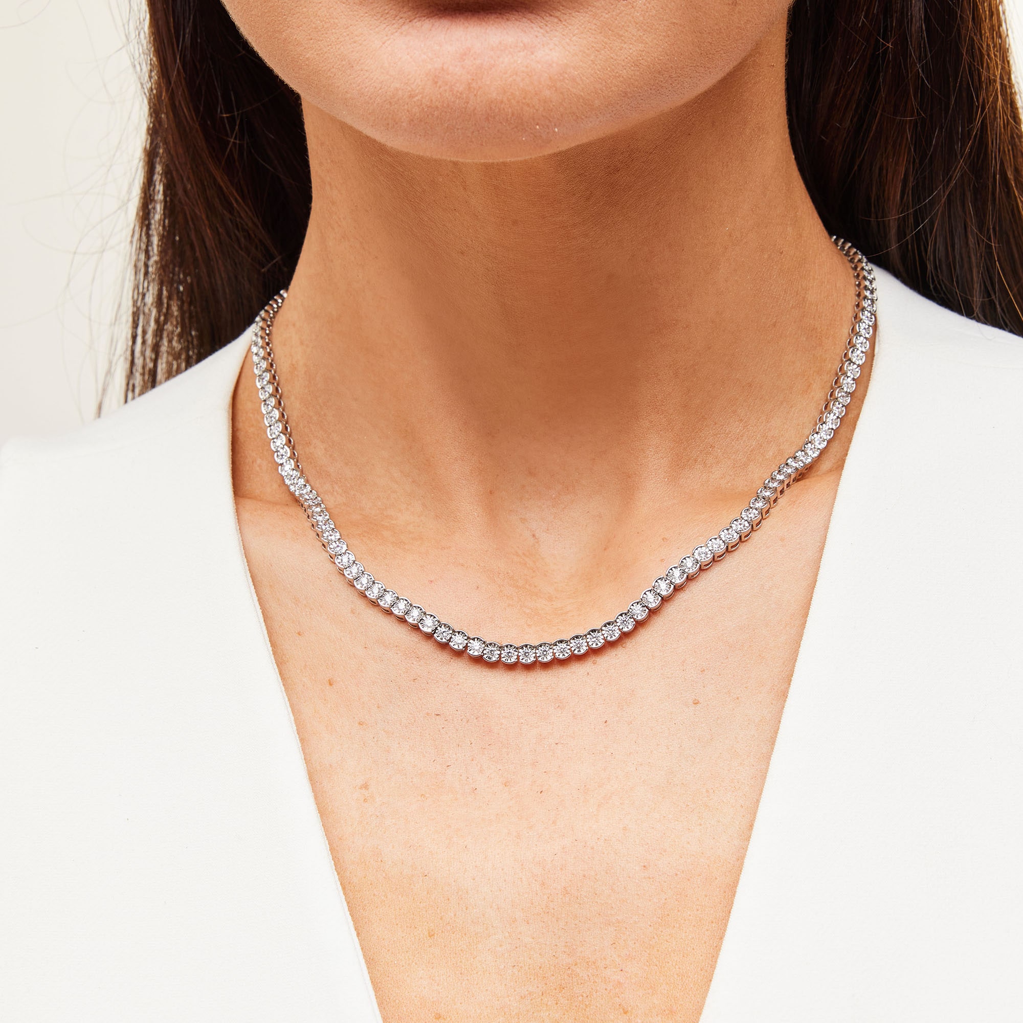 4 CT. T.W. Lab-Grown Diamond Miracle Tennis Necklace in Sterling