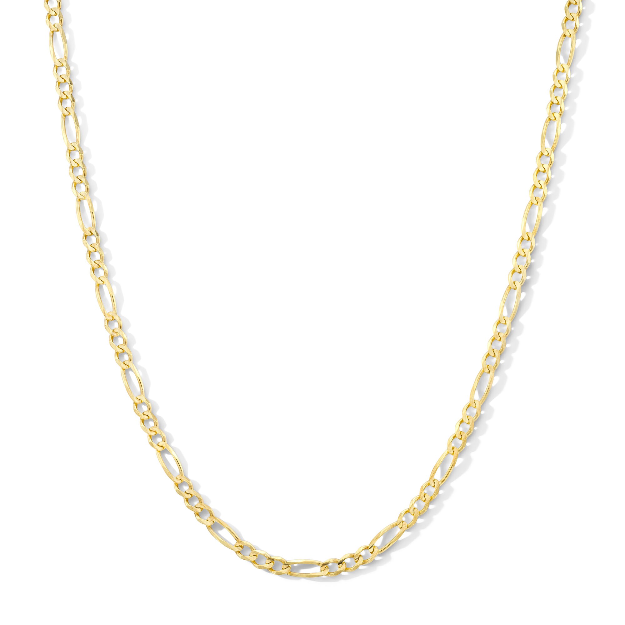 4.0mm Concave Figaro Chain Necklace in Solid 10K Gold - 24