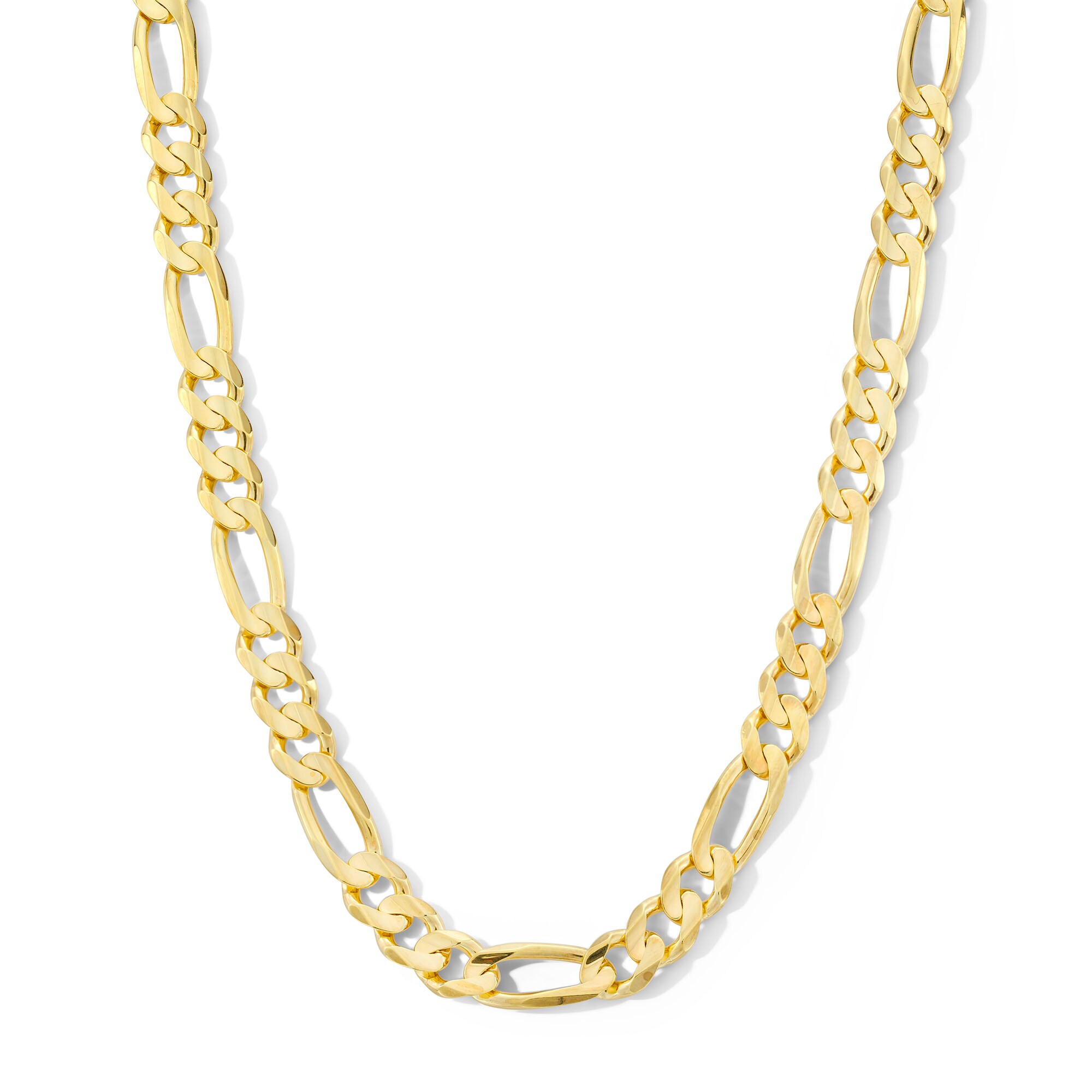 9.5mm Concave Figaro Chain Necklace in Solid 10K Gold - 22