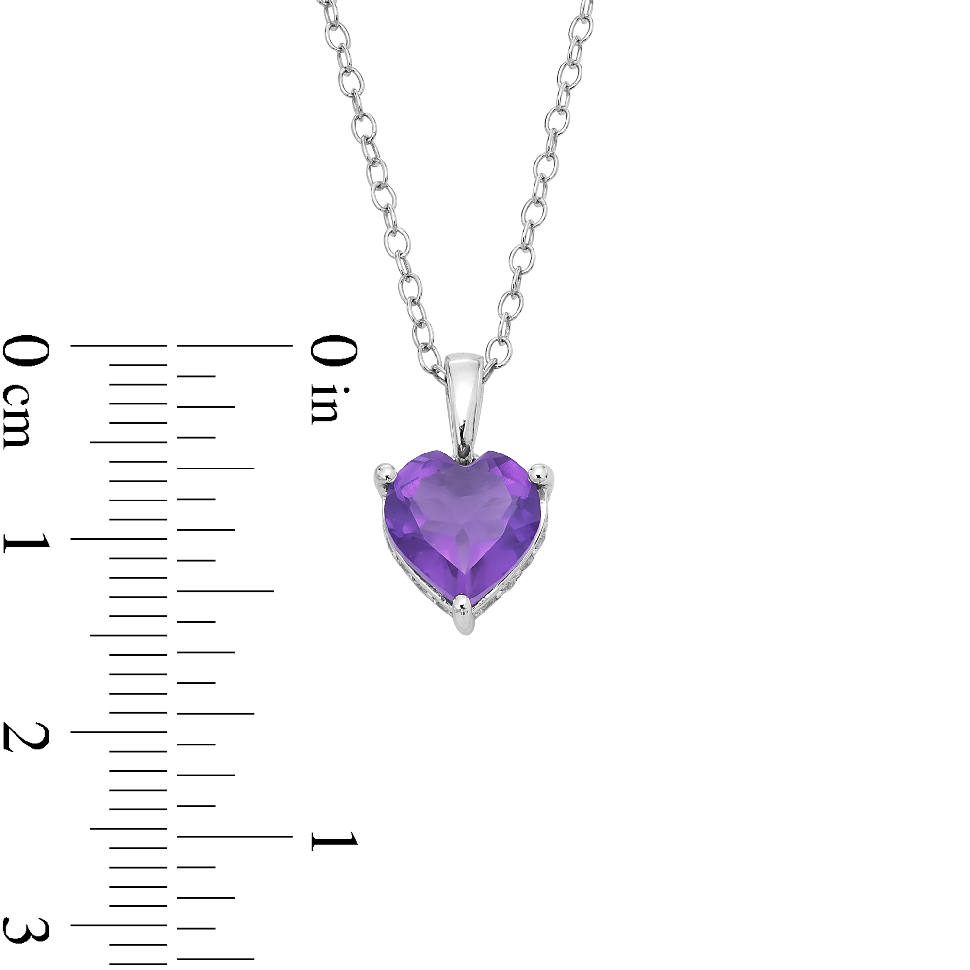 8.0mm Heart-Shaped Amethyst and White Lab-Created Sapphire