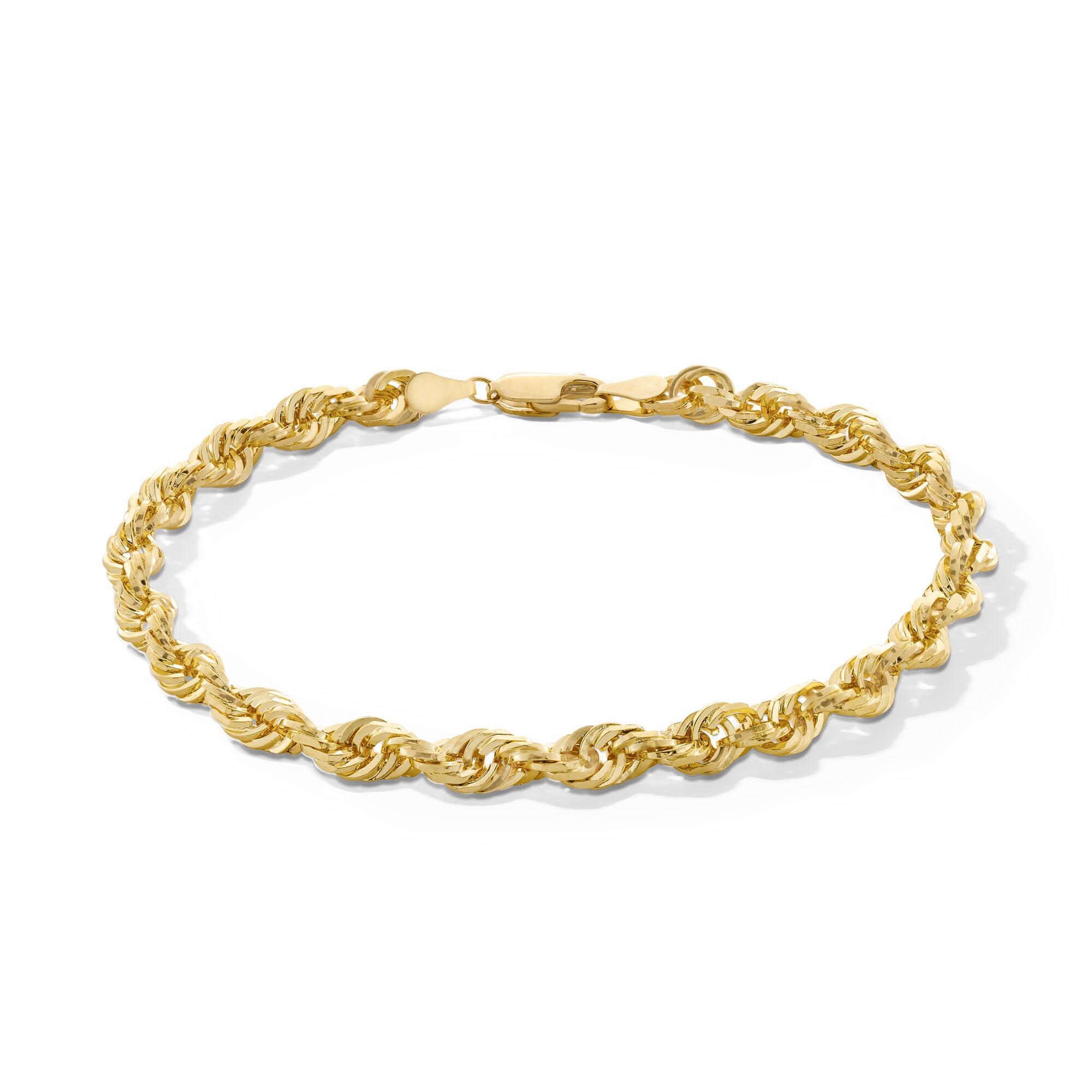 5.5mm Double Glitter Rope Chain Bracelet in Solid 10K Gold - 8.5