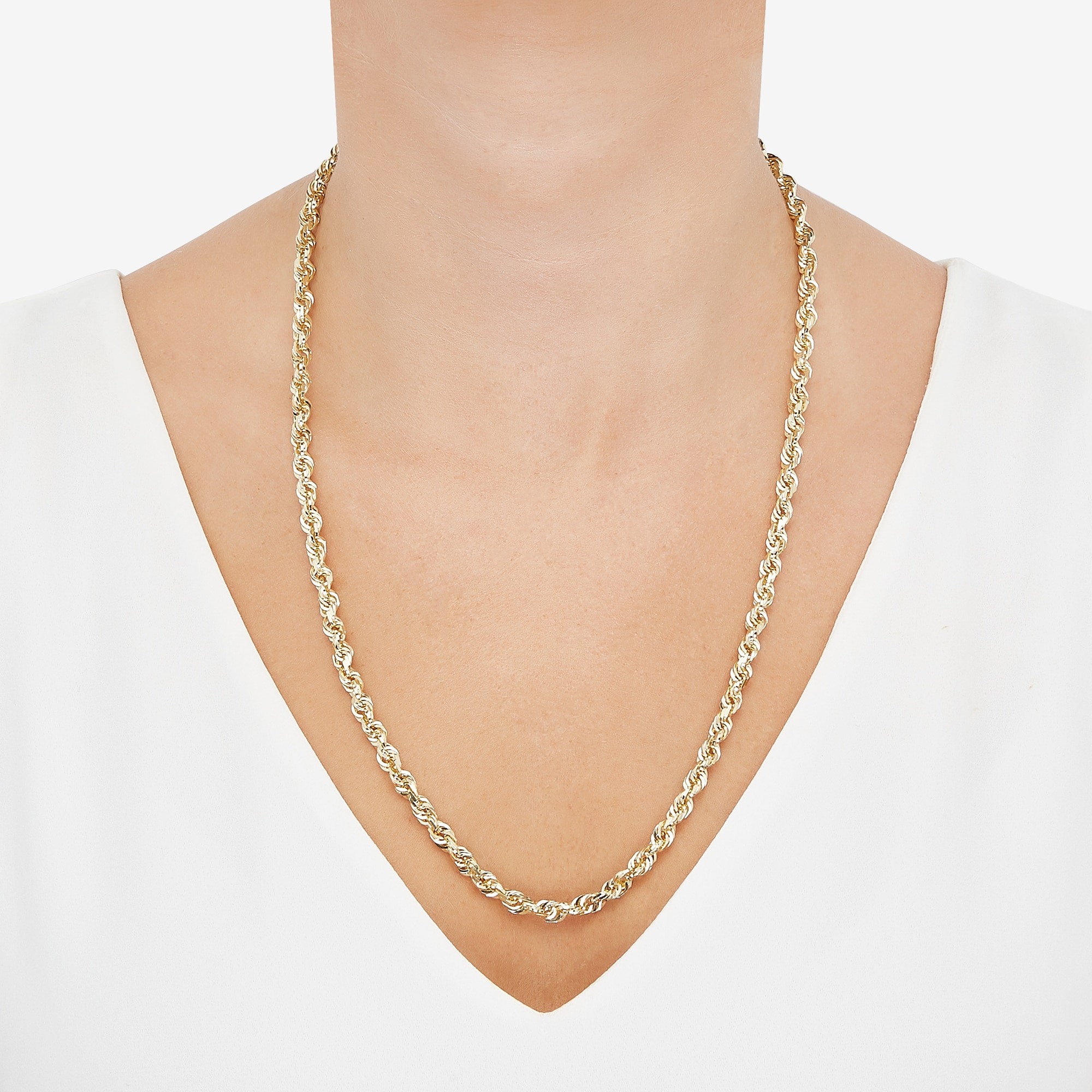 5.5mm Glitter Rope Chain Necklace in Solid 14K Gold - 24” | Zales