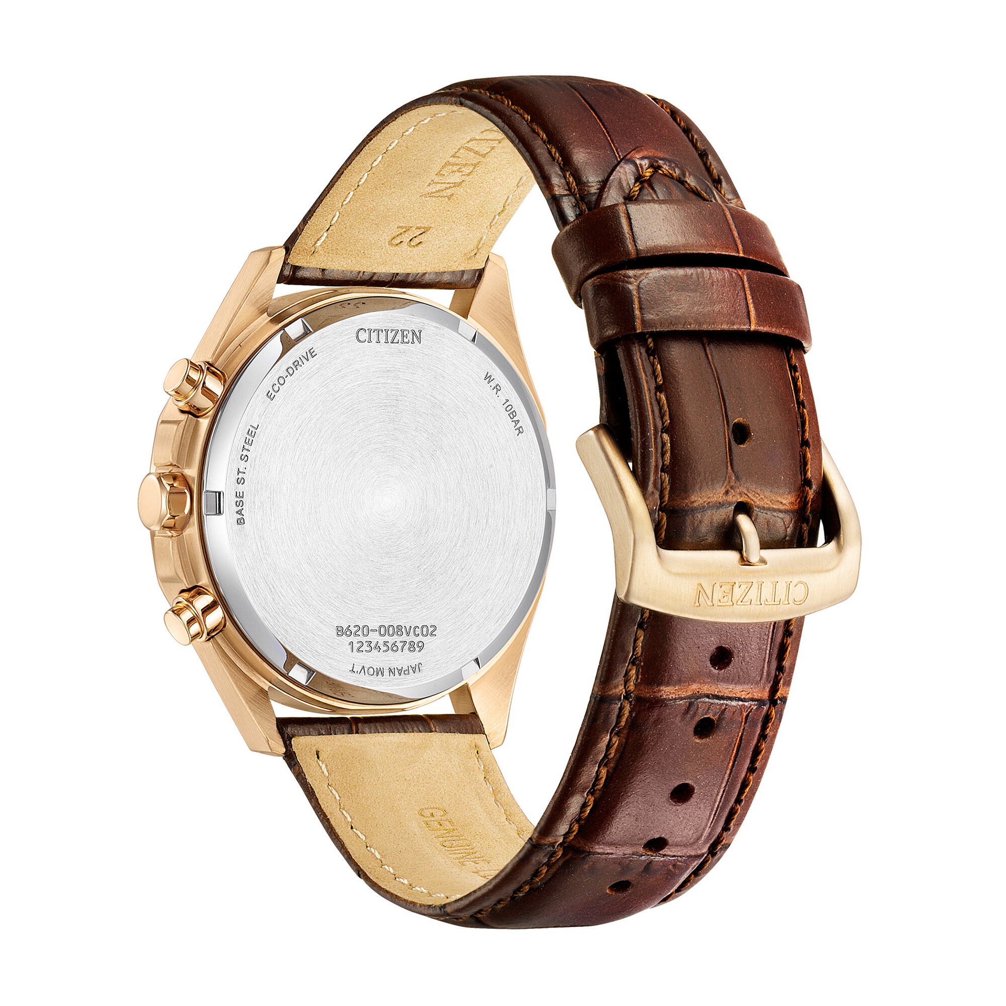 Men's Citizen Eco-Drive® Dress Classic Rose-Tone IP Leather Strap