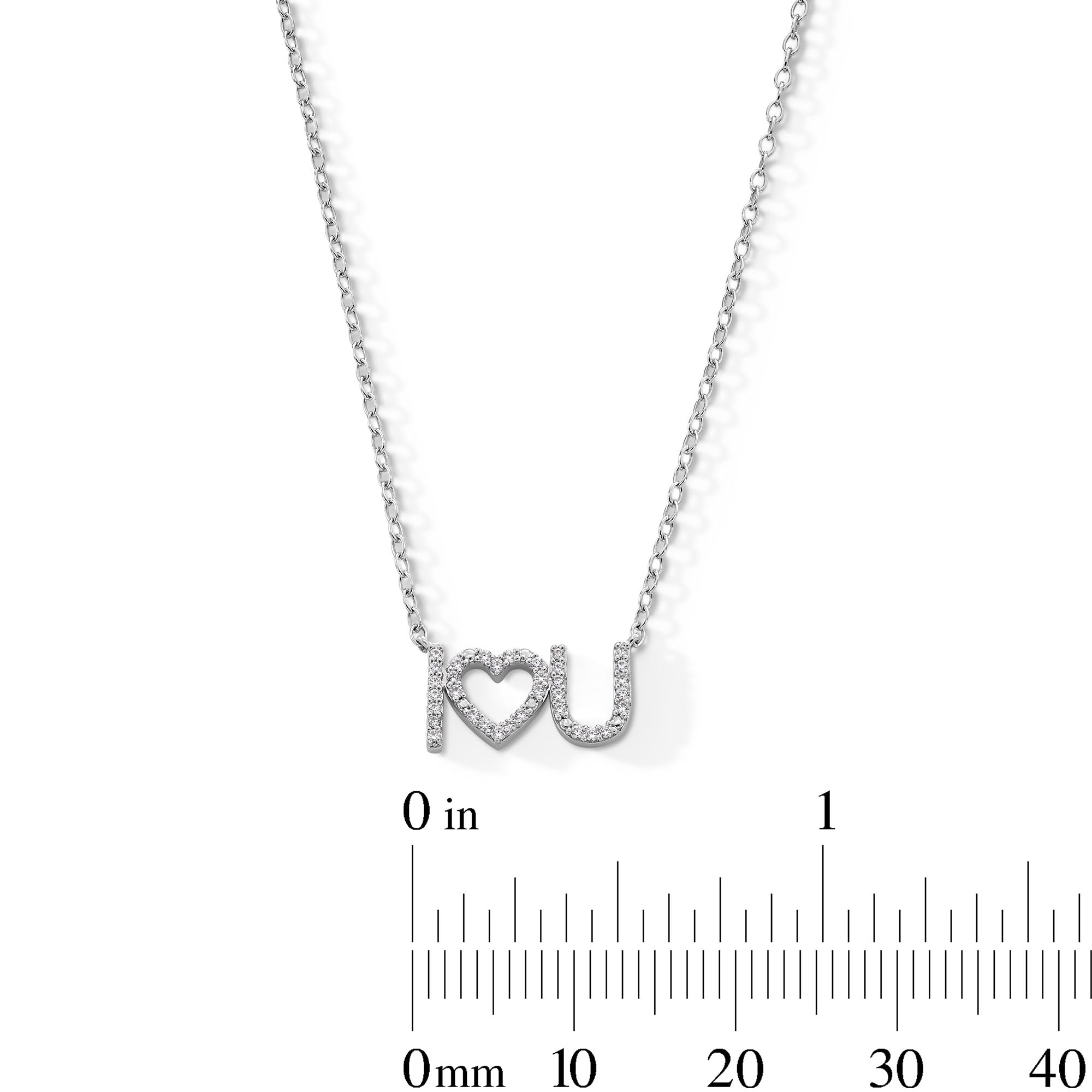 1/10 CT. T.W. Diamond “I Heart You” Necklace in Sterling Silver