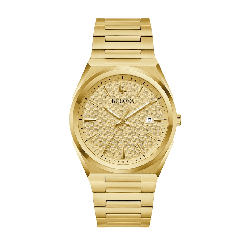 Men's Bulova Classic Gold-Tone IP Watch with Textured Champagne
