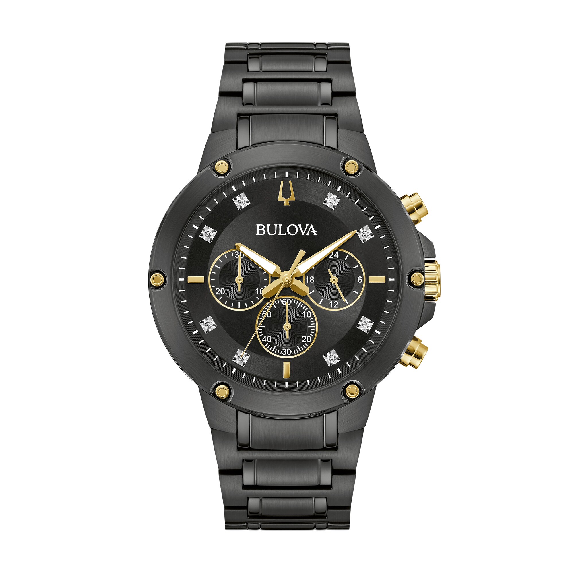 Men's Bulova Classic Diamond Accent Black IP Chronograph Watch
