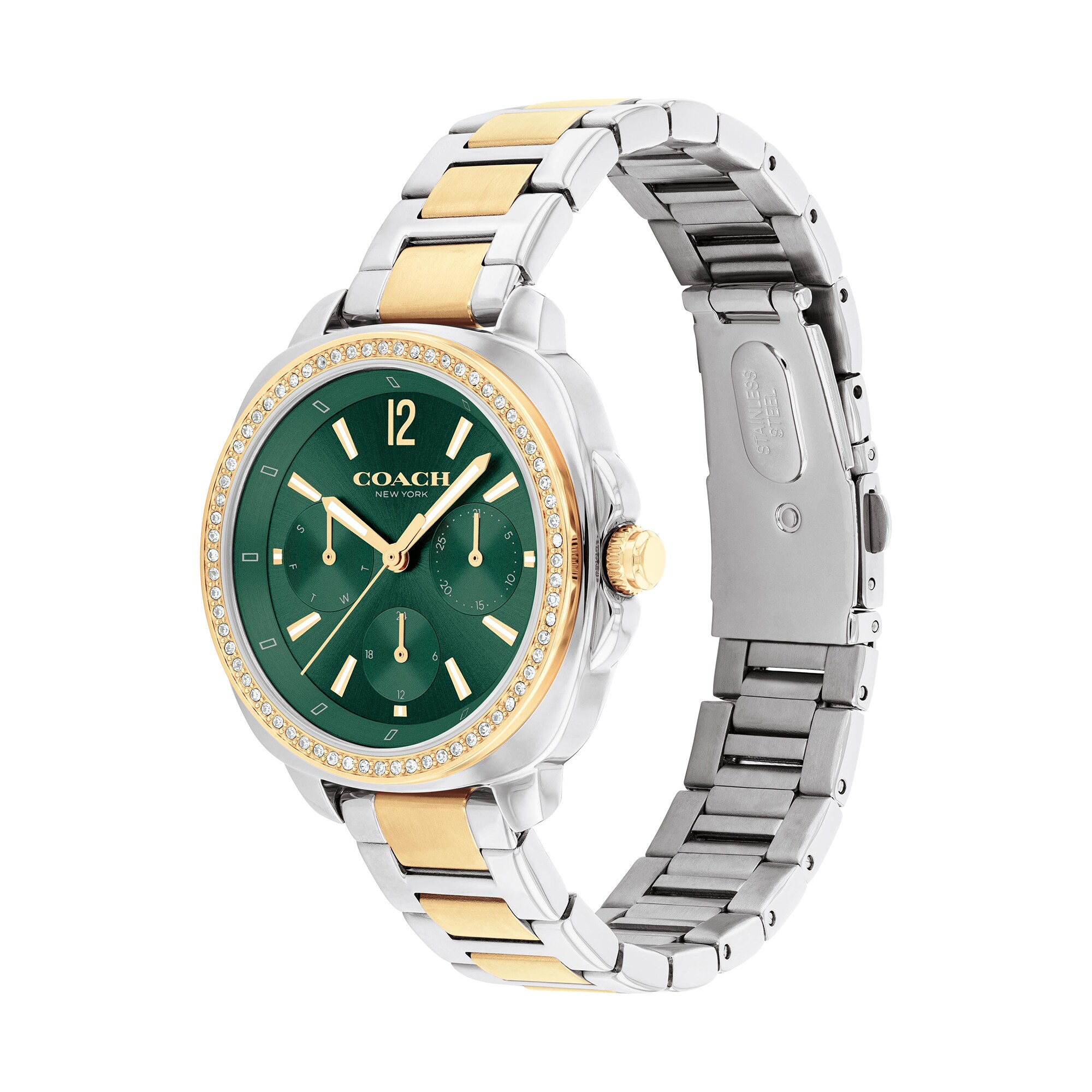Ladies' Coach Kitt Crystal Accent Two-Tone IP Chronograph Watch