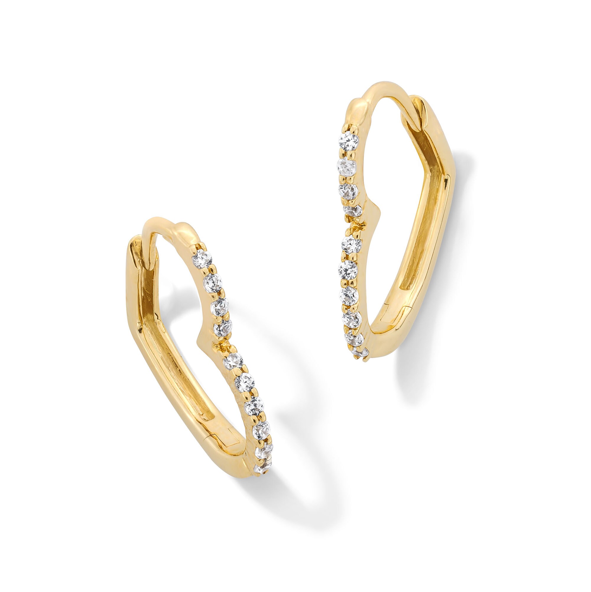 1/10 CT. T.W. Diamond Tilted Heart Hoop Earrings in 10K Gold
