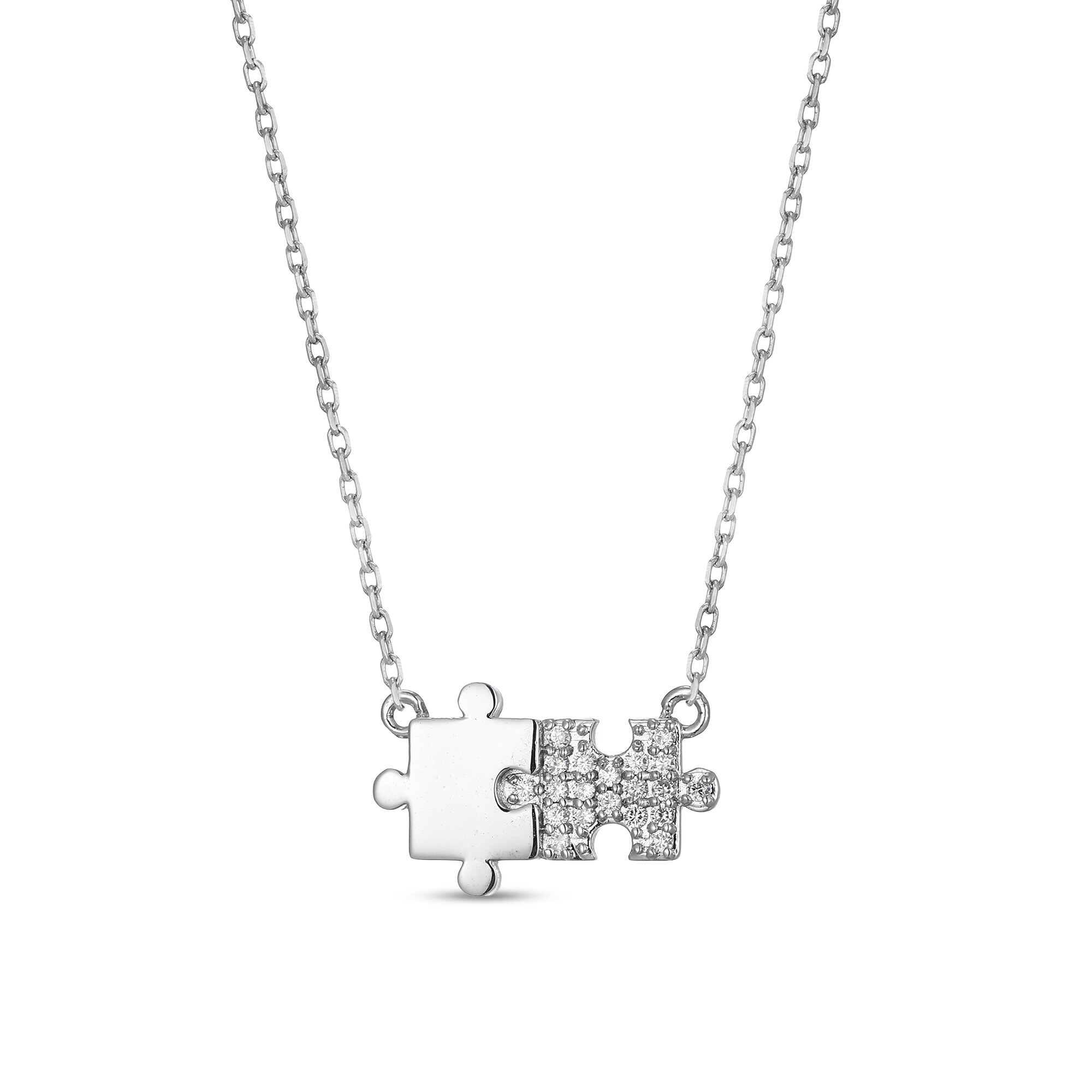 1/10 CT. T.W. Diamond Puzzle Necklace in Sterling Silver | Zales