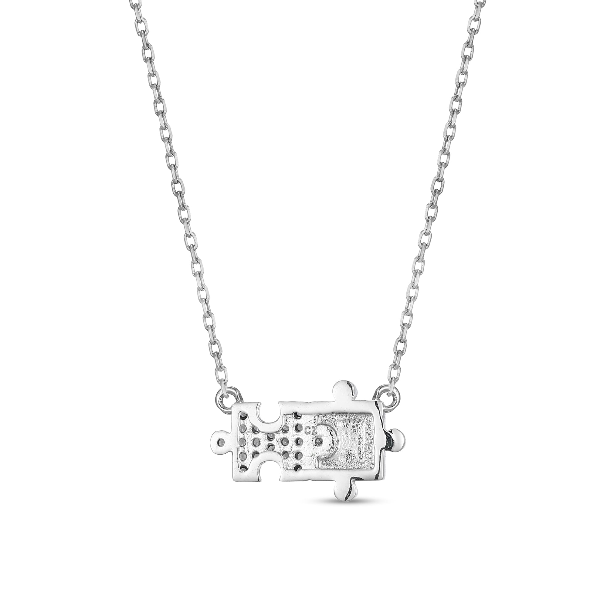 1/10 CT. T.W. Diamond Puzzle Necklace in Sterling Silver | Zales
