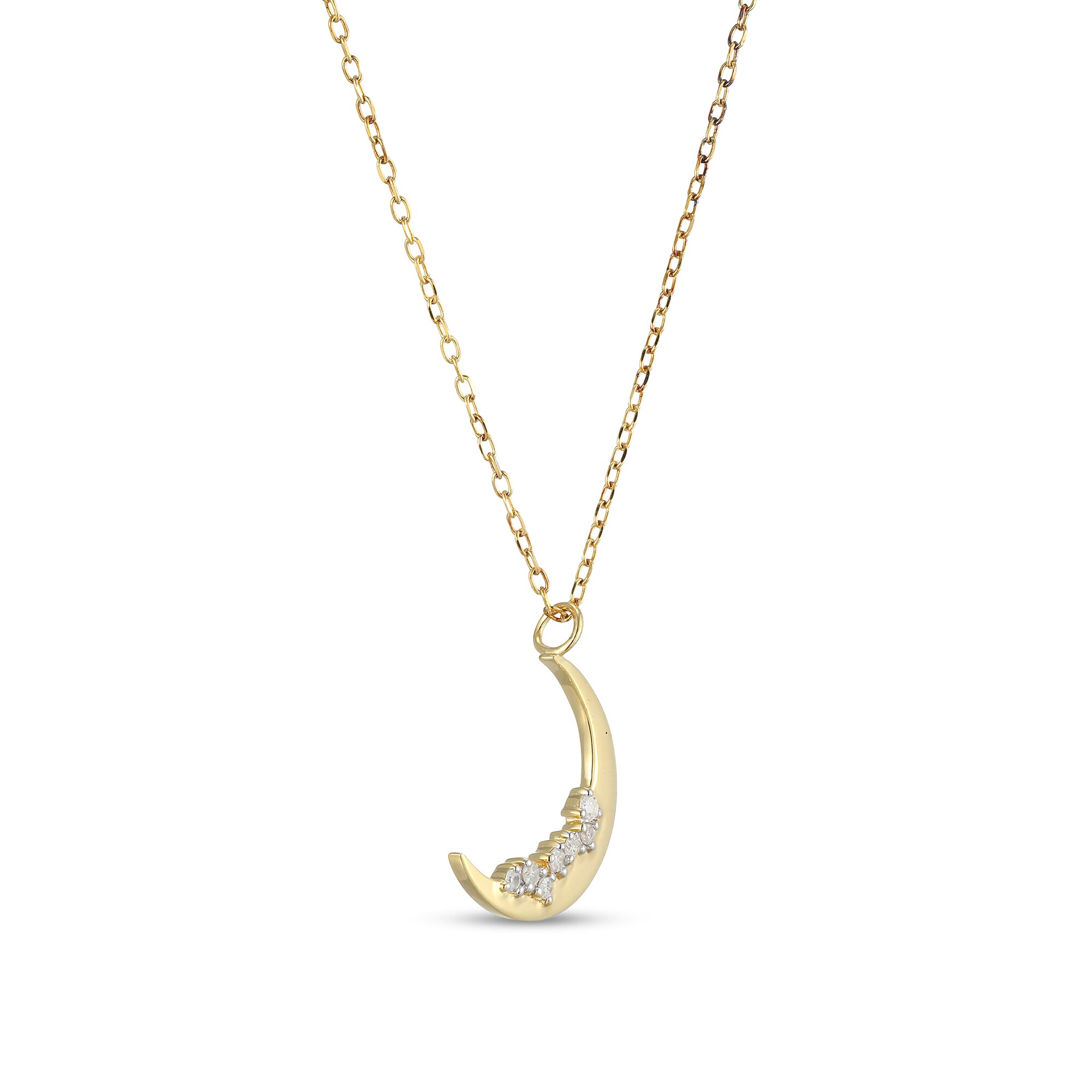 1/15 CT. T.W. Diamond Crescent Moon Pendant in Sterling Silver