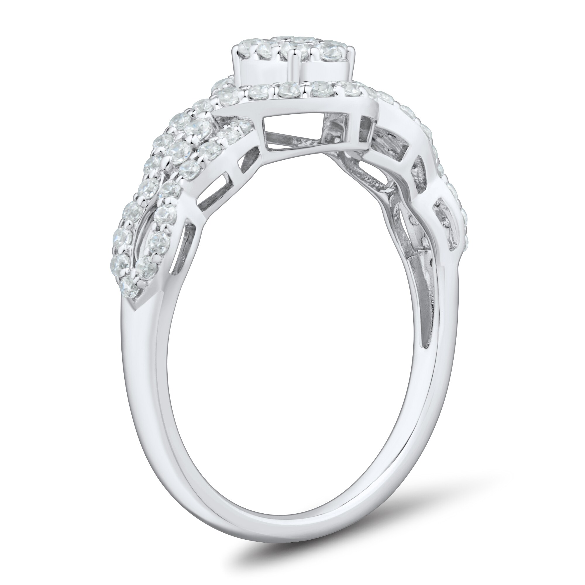 1/2 CT. T.W. Oval-Shaped Lab-Grown Multi-Diamond Twist Frame Ring