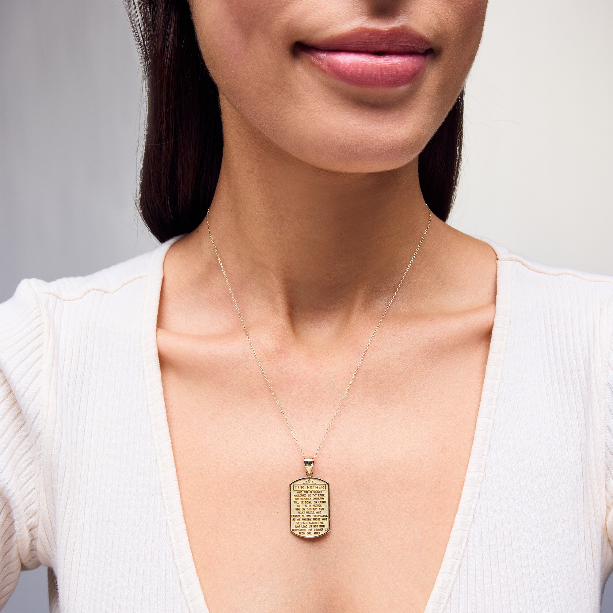 Lord's Prayer Dog Tag Pendant in 10K Gold | Zales Outlet