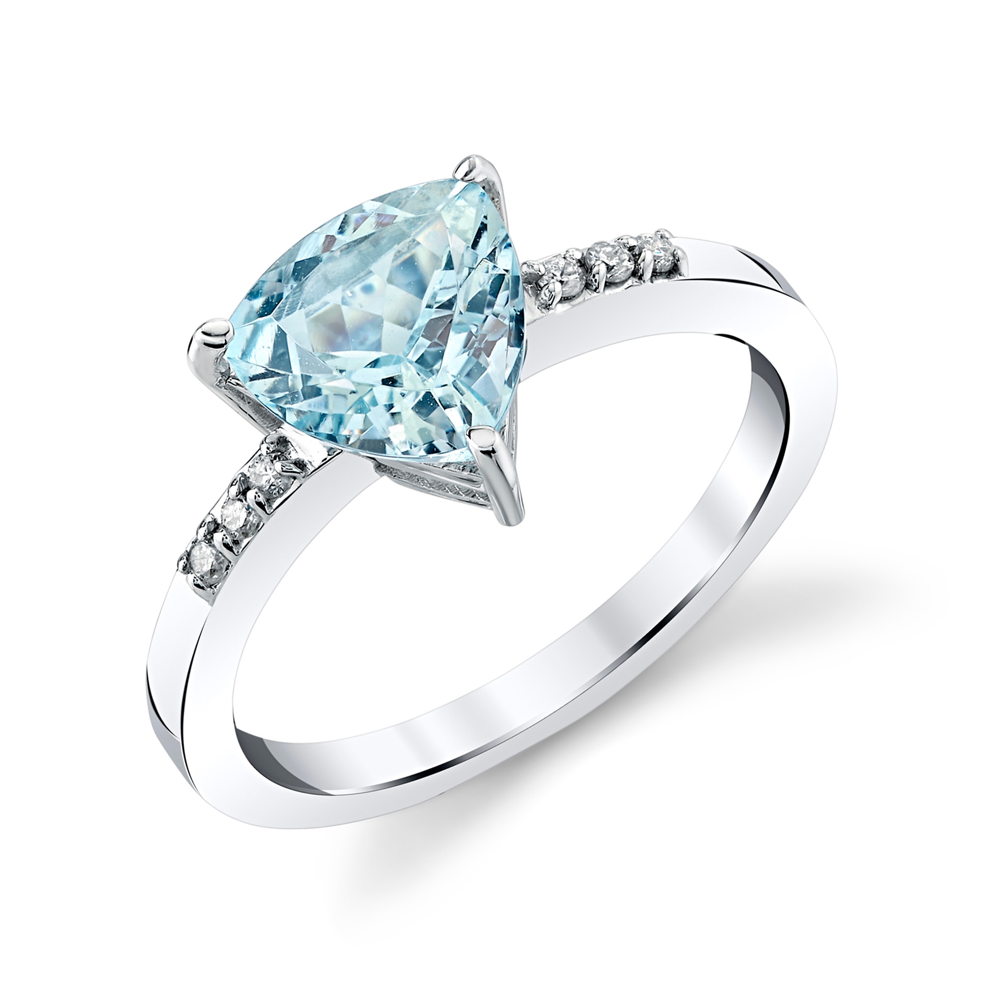 8.0mm Trillion-Cut Aquamarine and 1/20 CT. T.W. Diamond Ring in