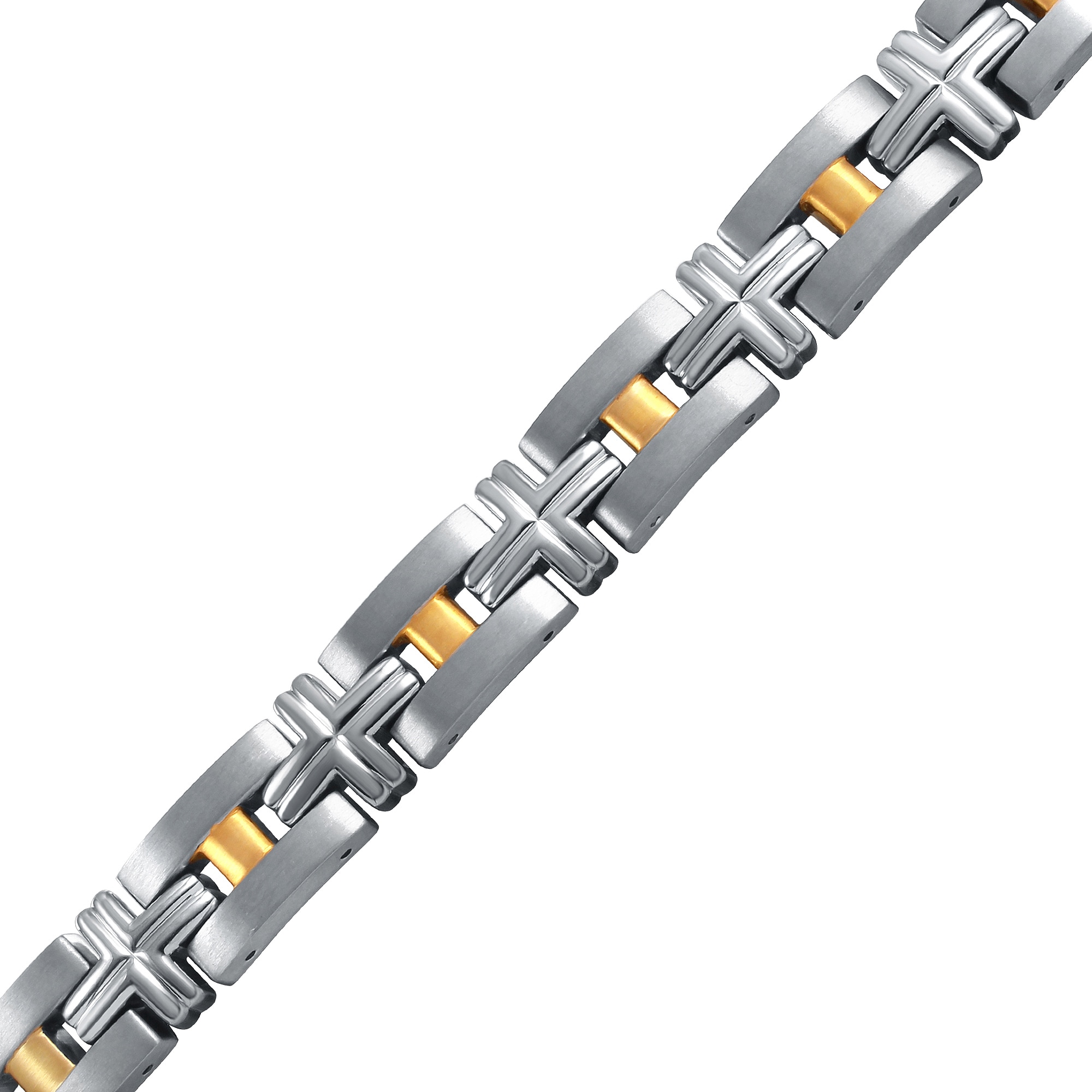 Cross Link Bracelet in Titanium and 14K Gold - 8.0