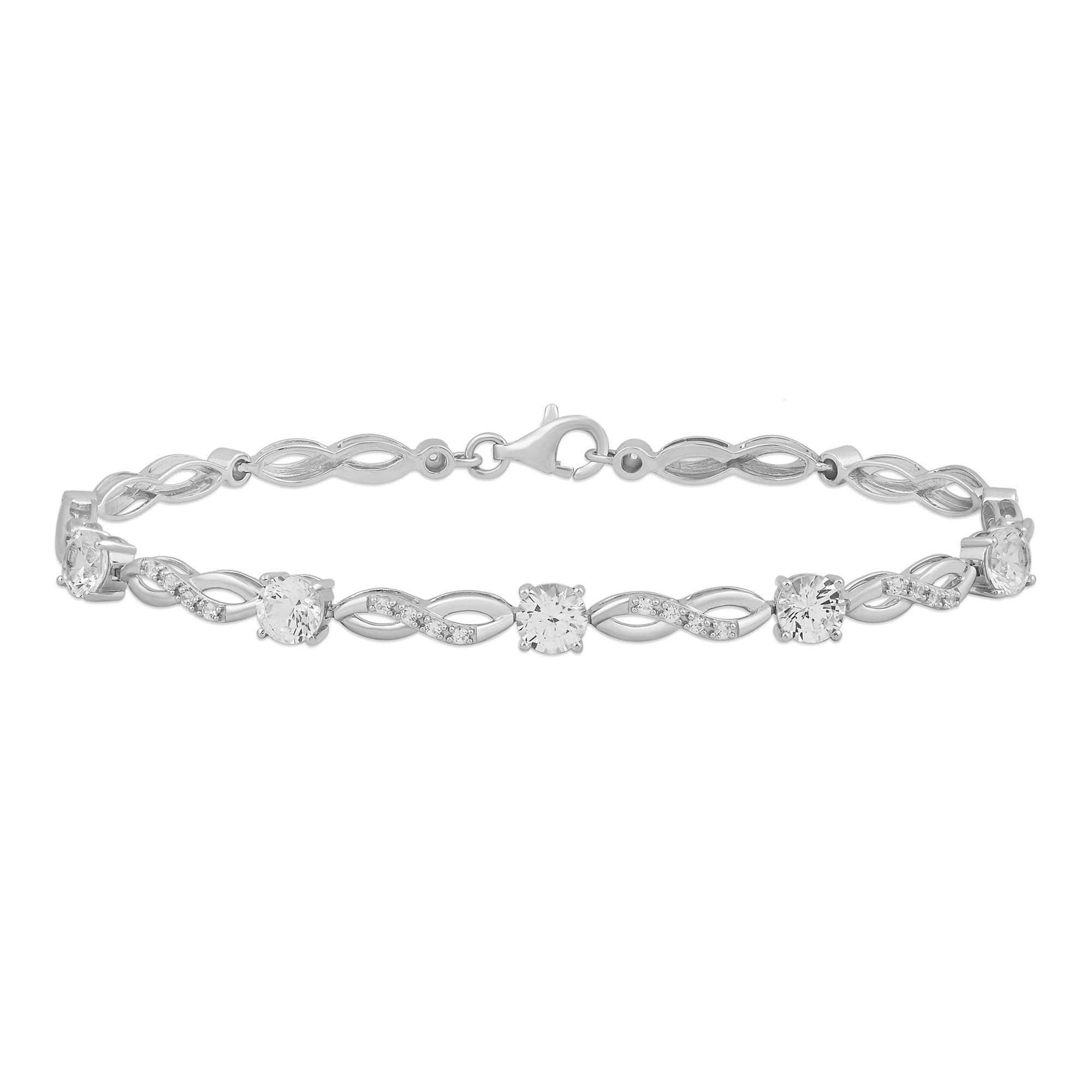 5.0mm White Lab-Created Sapphire Infinity Link Bracelet in