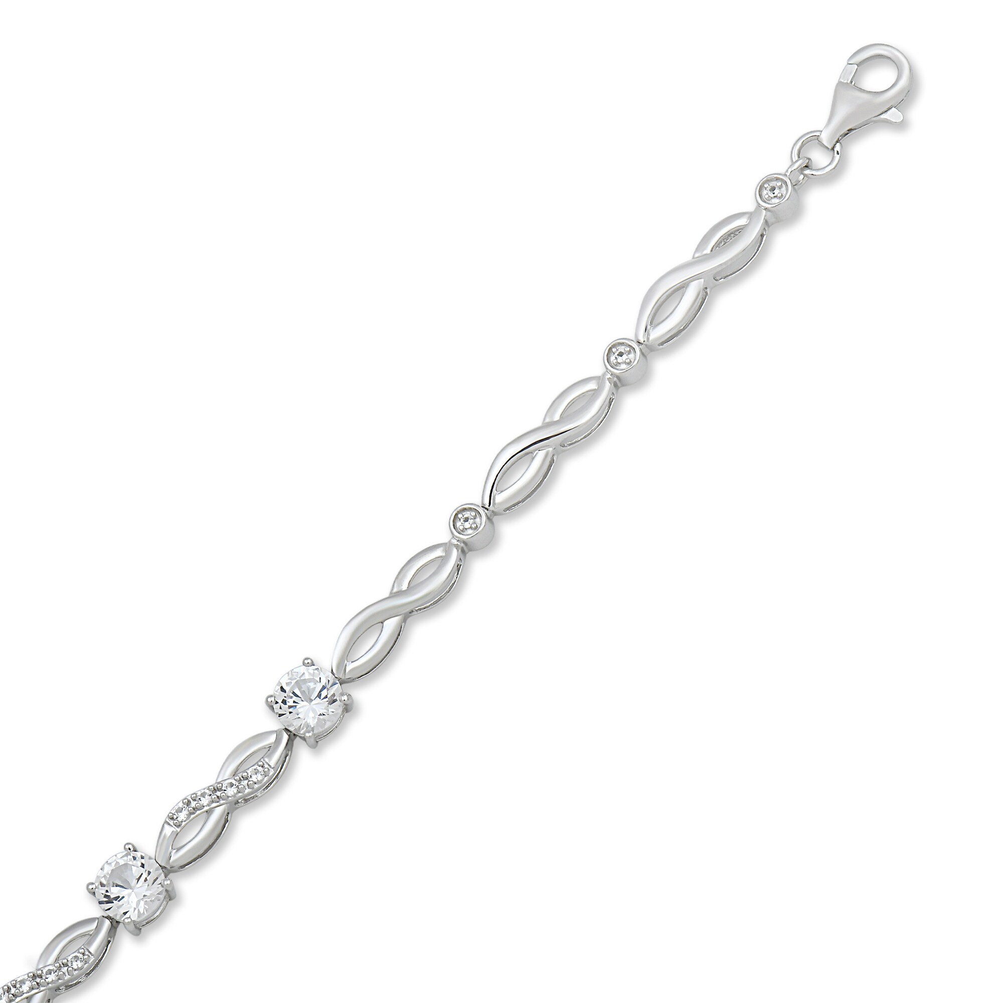 5.0mm White Lab-Created Sapphire Infinity Link Bracelet in