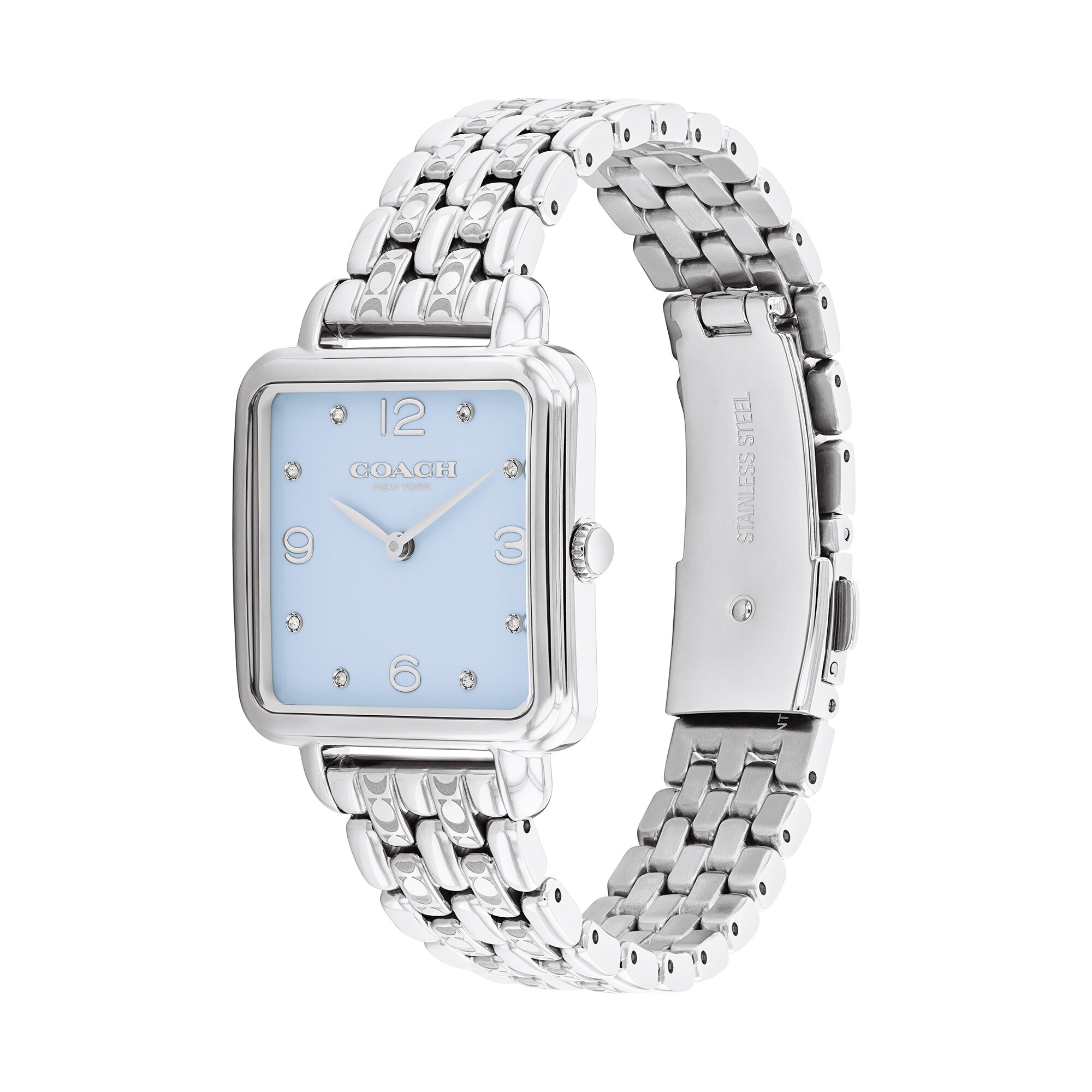 Ladies' Coach Cass Crystal Accent Watch with Square Blue Dial