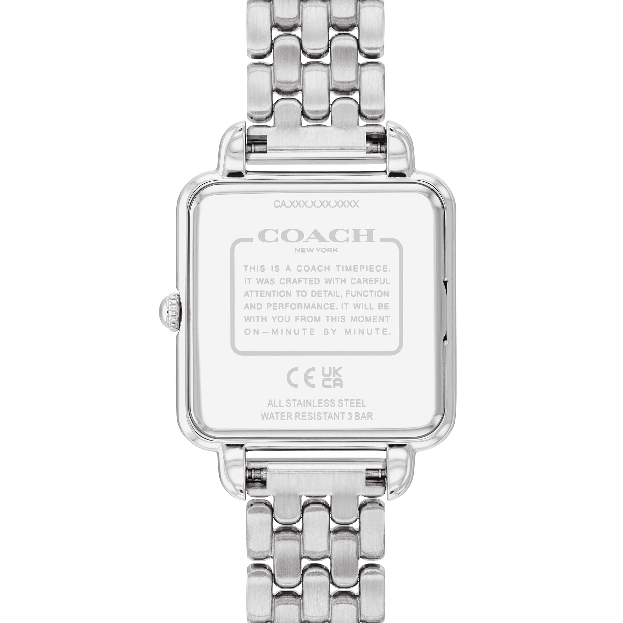 Ladies' Coach Cass Crystal Accent Watch with Square Blue Dial