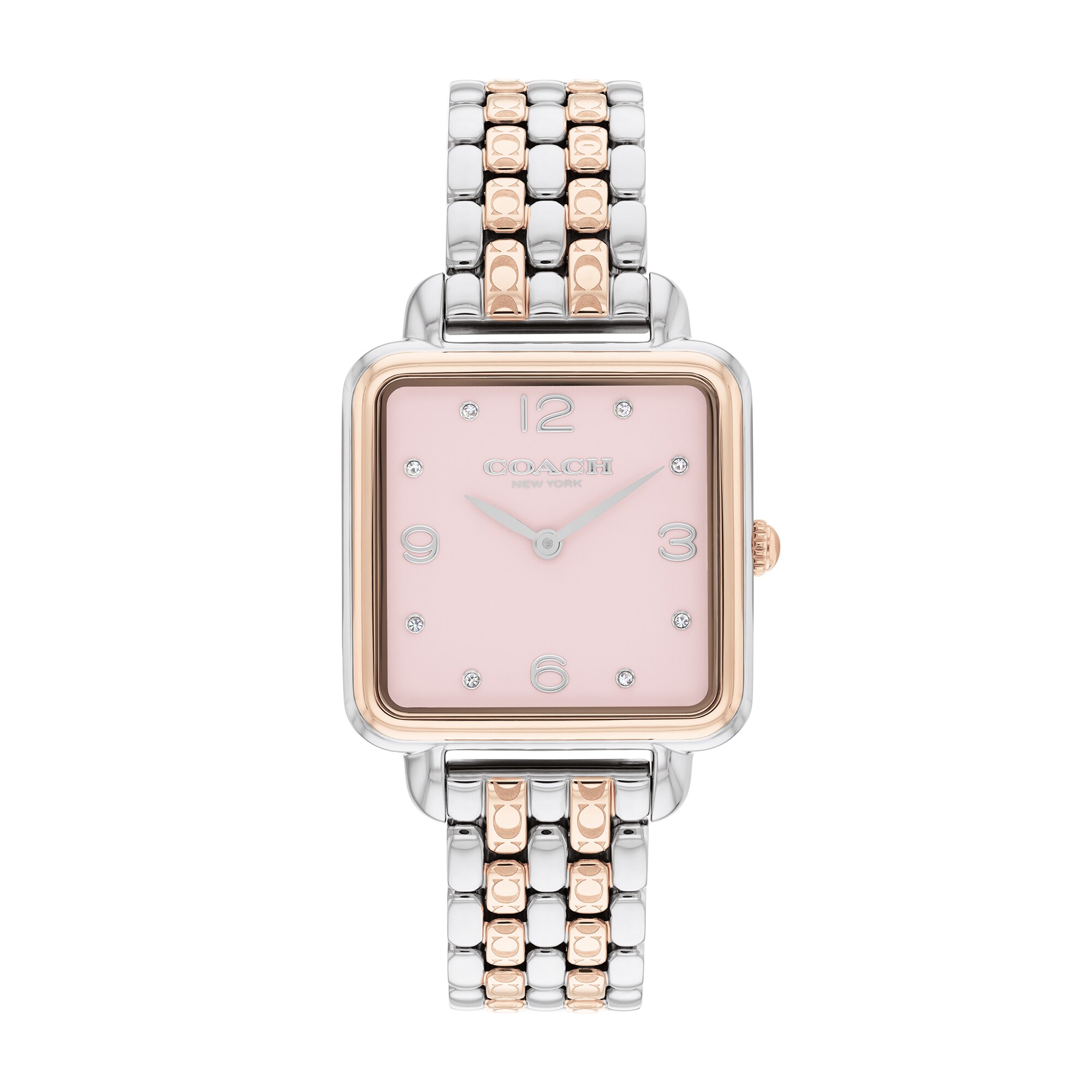 Ladies' Coach Cass Crystal Accent Two-Tone IP Watch with Square