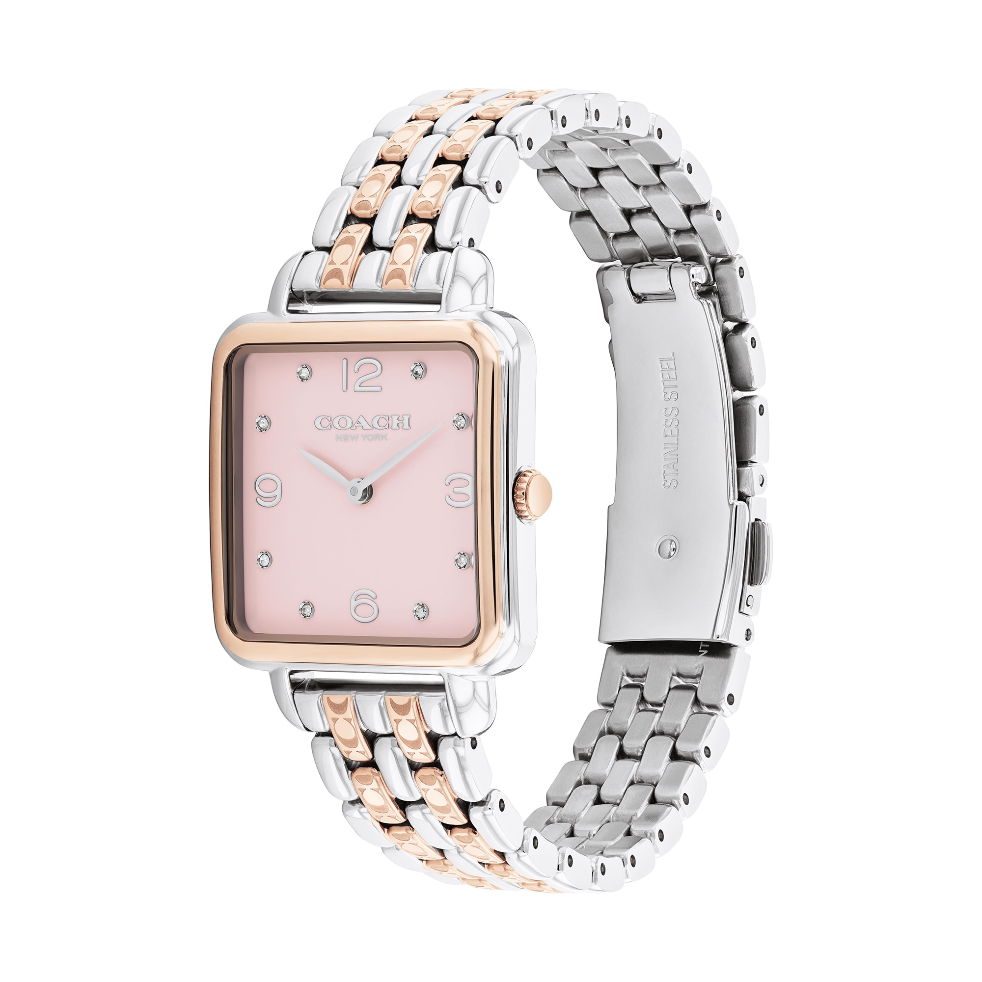 Ladies' Coach Cass Crystal Accent Two-Tone IP Watch with Square