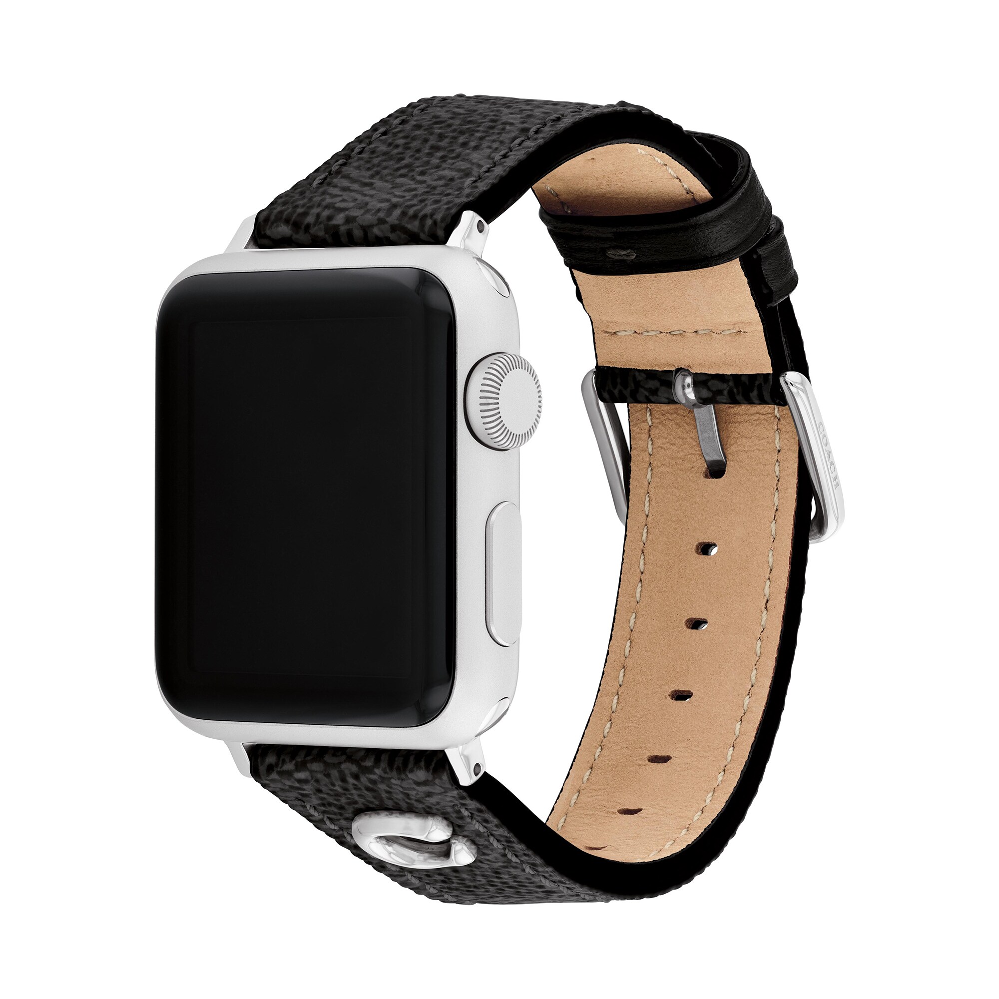 Ladies' Coach Apple Watch Straps Black Leather Interchangeable