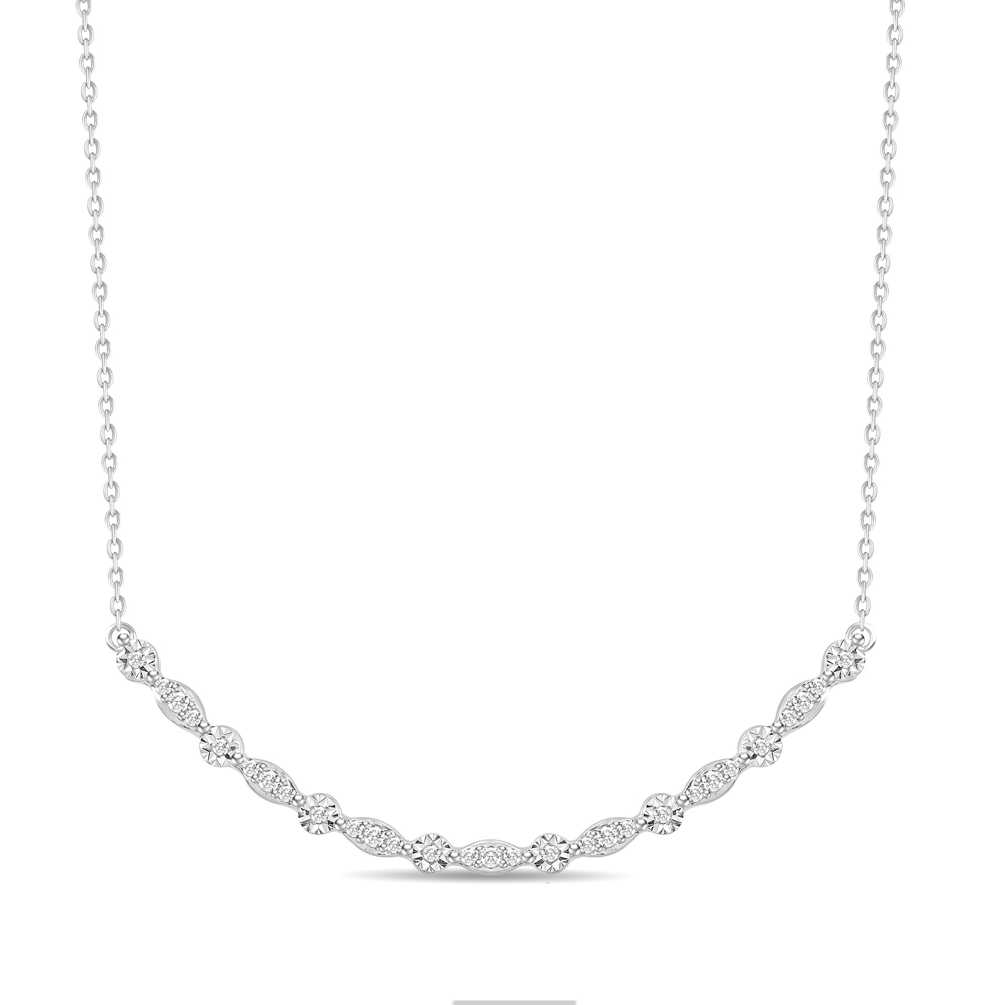 1/5 CT. T.W. Diamond Alternating Station Necklace in Sterling