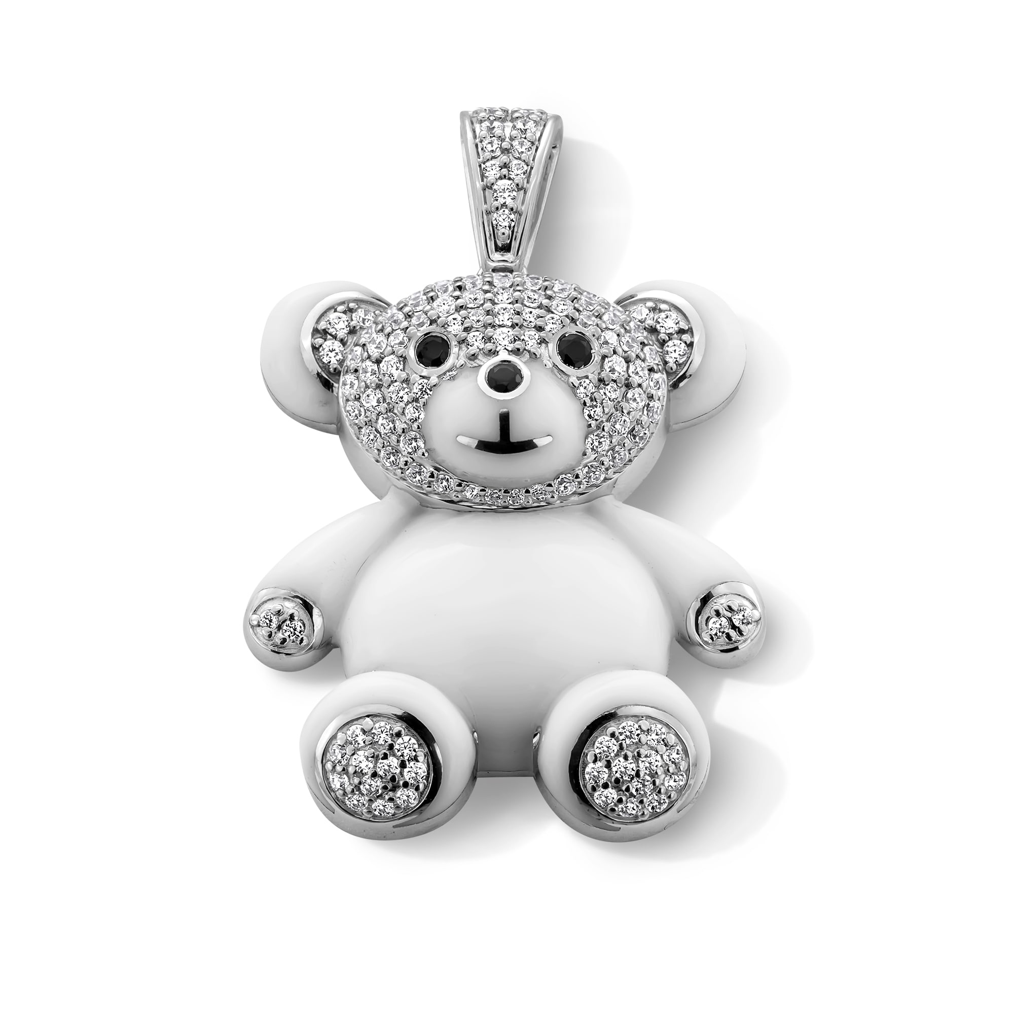 0.50 CT. T.W. Black and White Diamond Ceramic Teddy Bear Necklace