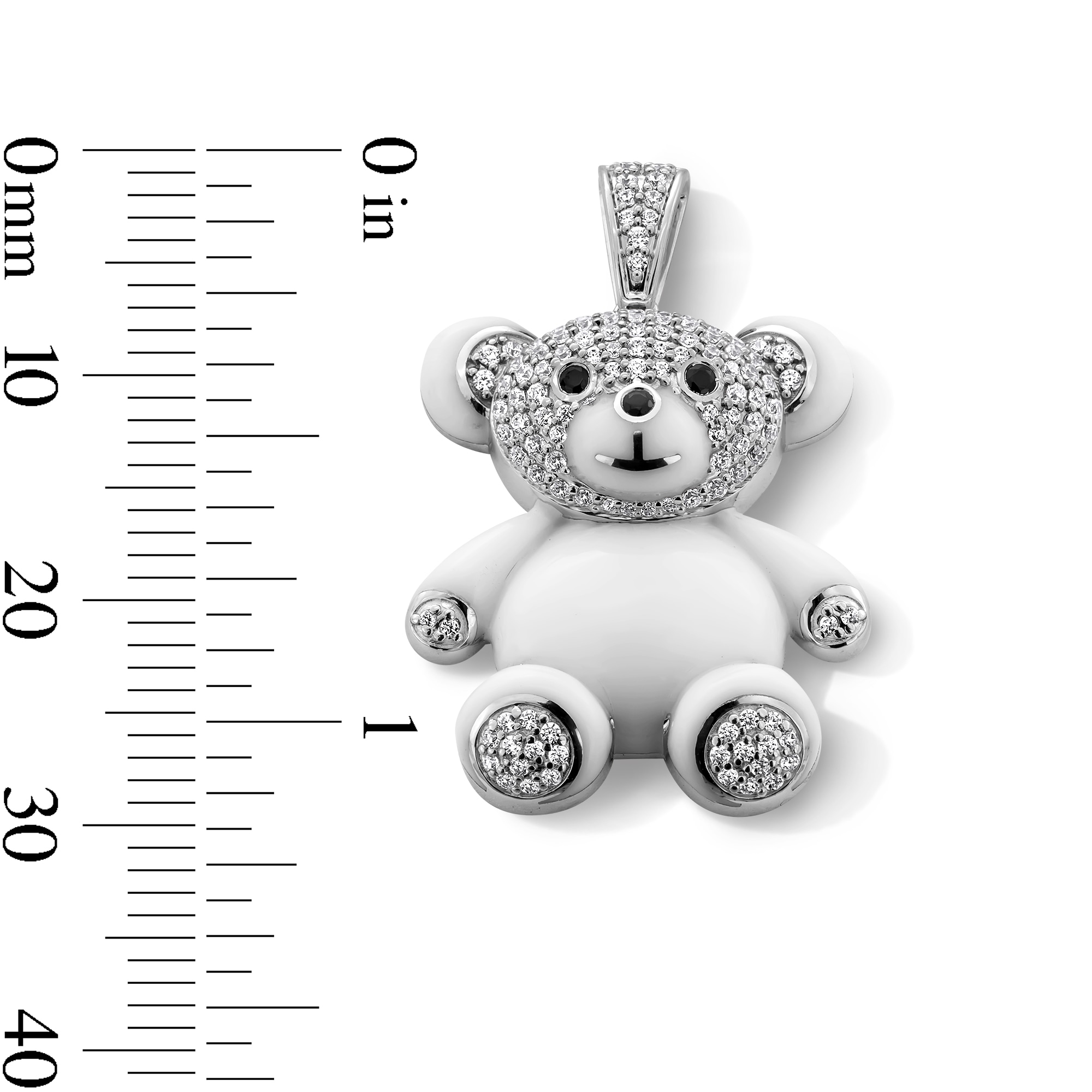 0.50 CT. T.W. Black and White Diamond Ceramic Teddy Bear Necklace