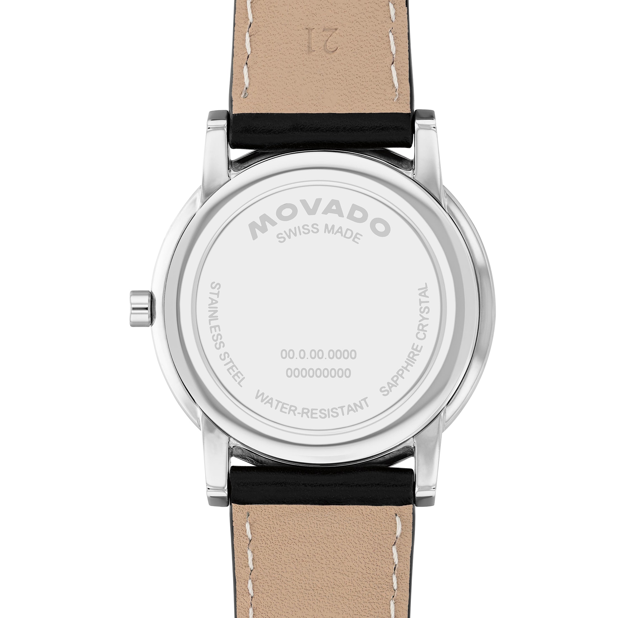 Men's Movado Museum® Classic Two-Tone PVD Black Leather Strap