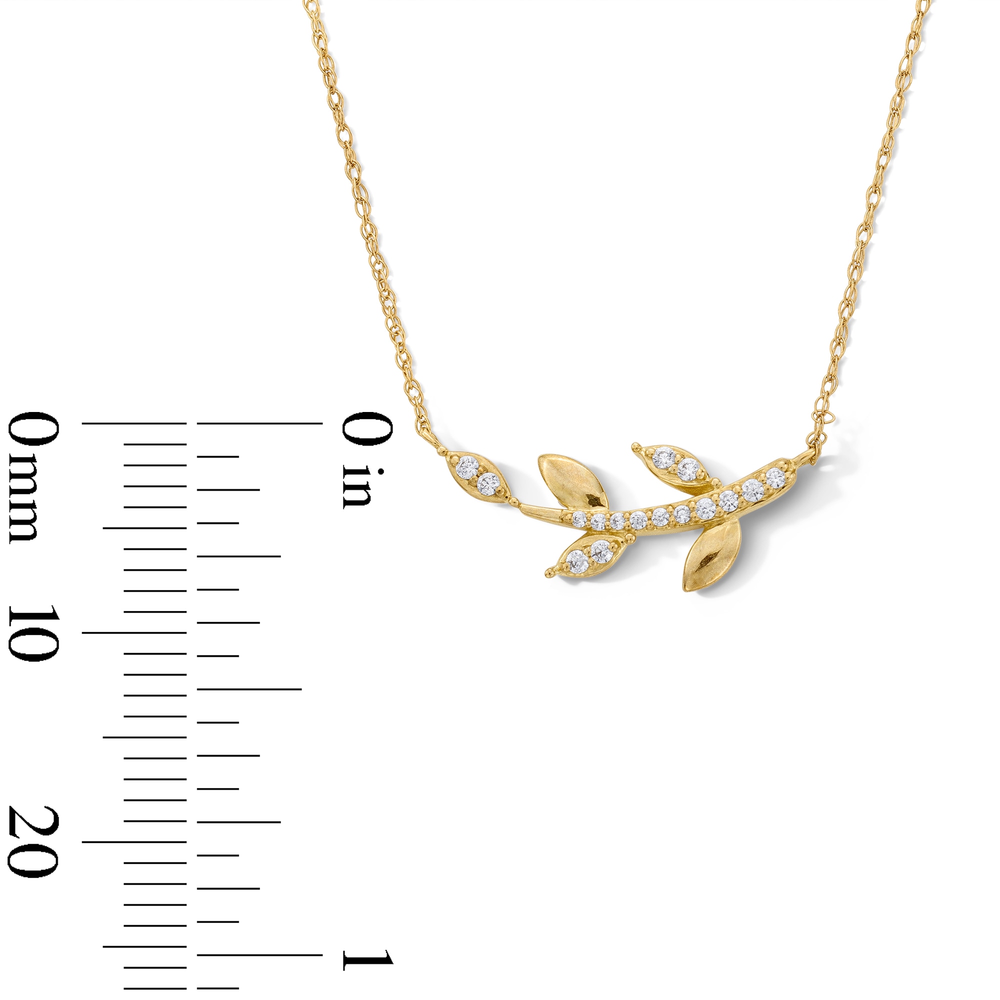 0.04 CT. T.W. Diamond Leaf Vine Necklace in 10K Gold | Peoples