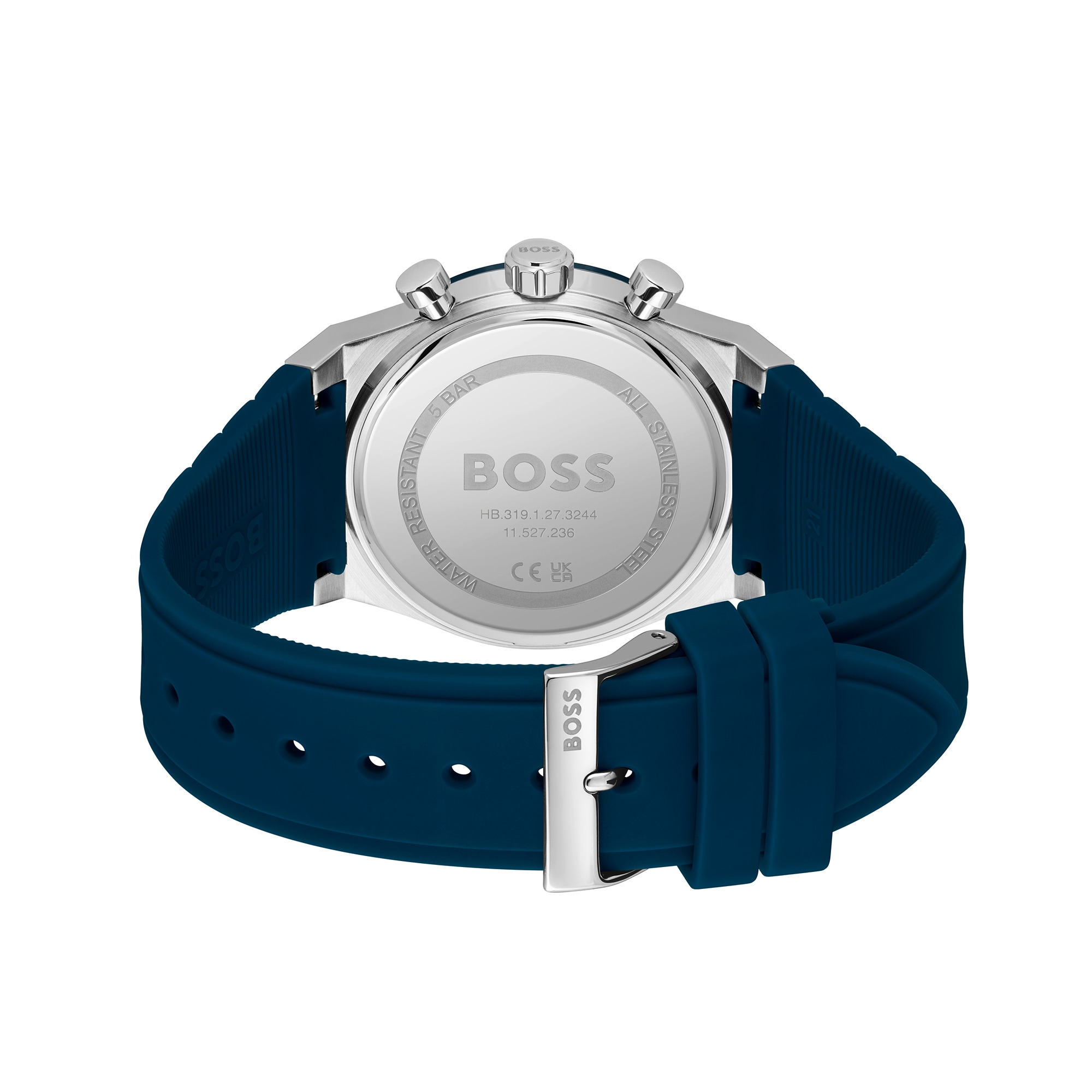 Men's Hugo Boss Candor Blue Silicone Strap Chronograph Watch with