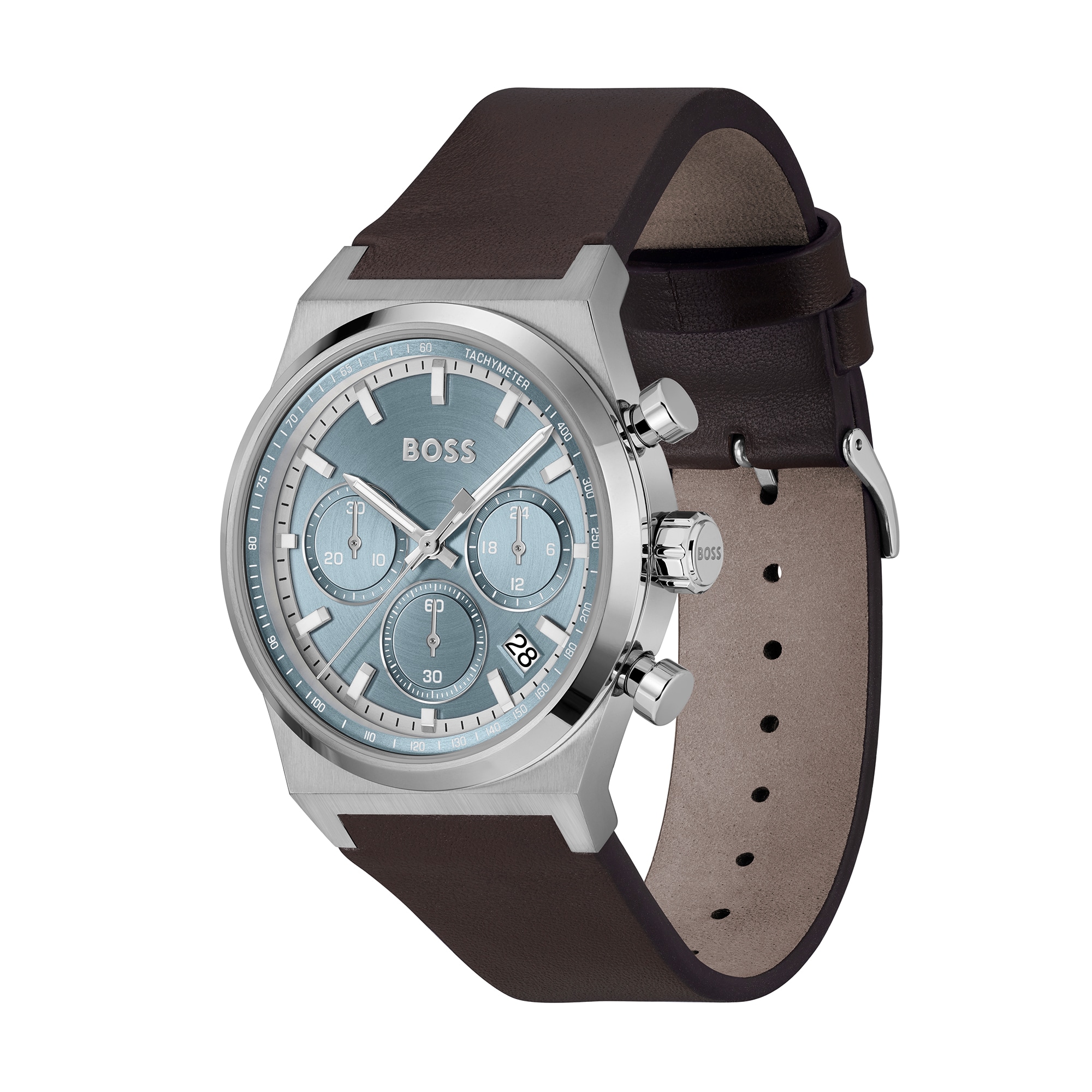 Men's Hugo Boss Candor Brown Leather Strap Chronograph Watch with