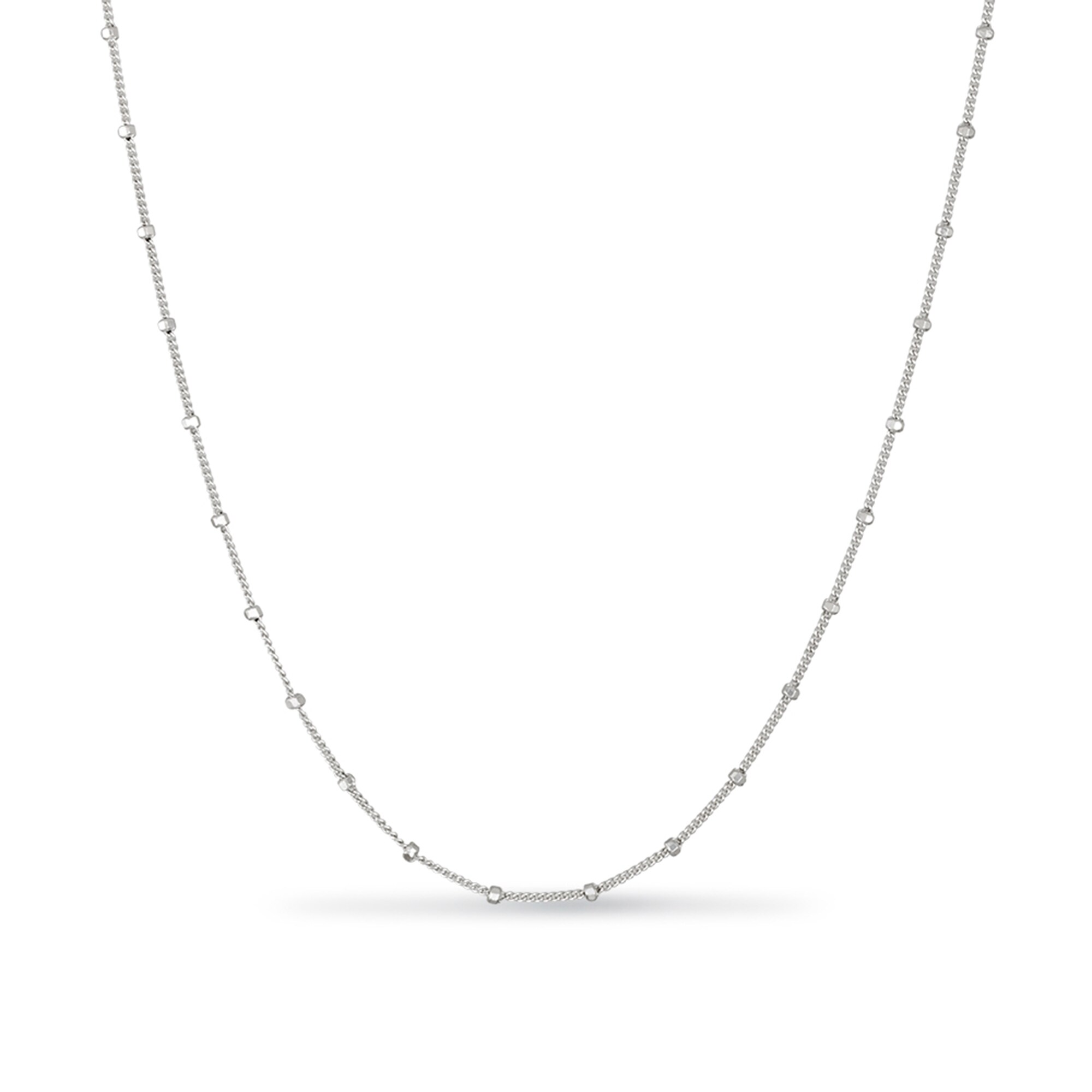 1.5mm Diamond-Cut Bead Station Chain Necklace in Solid Sterling