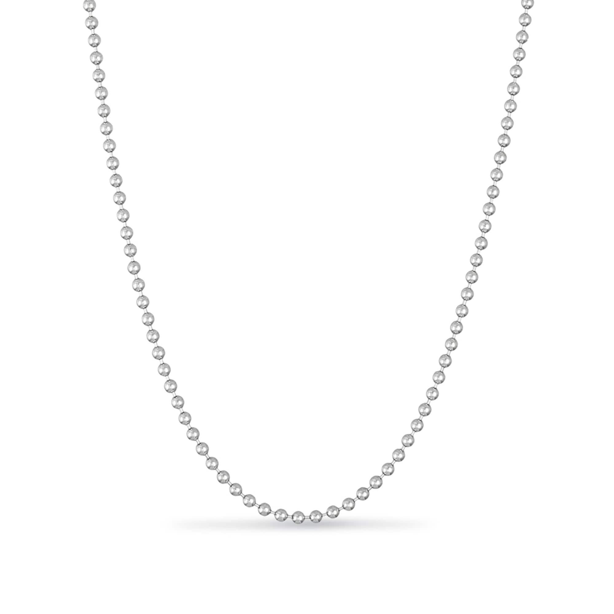 2.5mm Bead Chain Necklace in Solid Sterling Silver - 18&quot