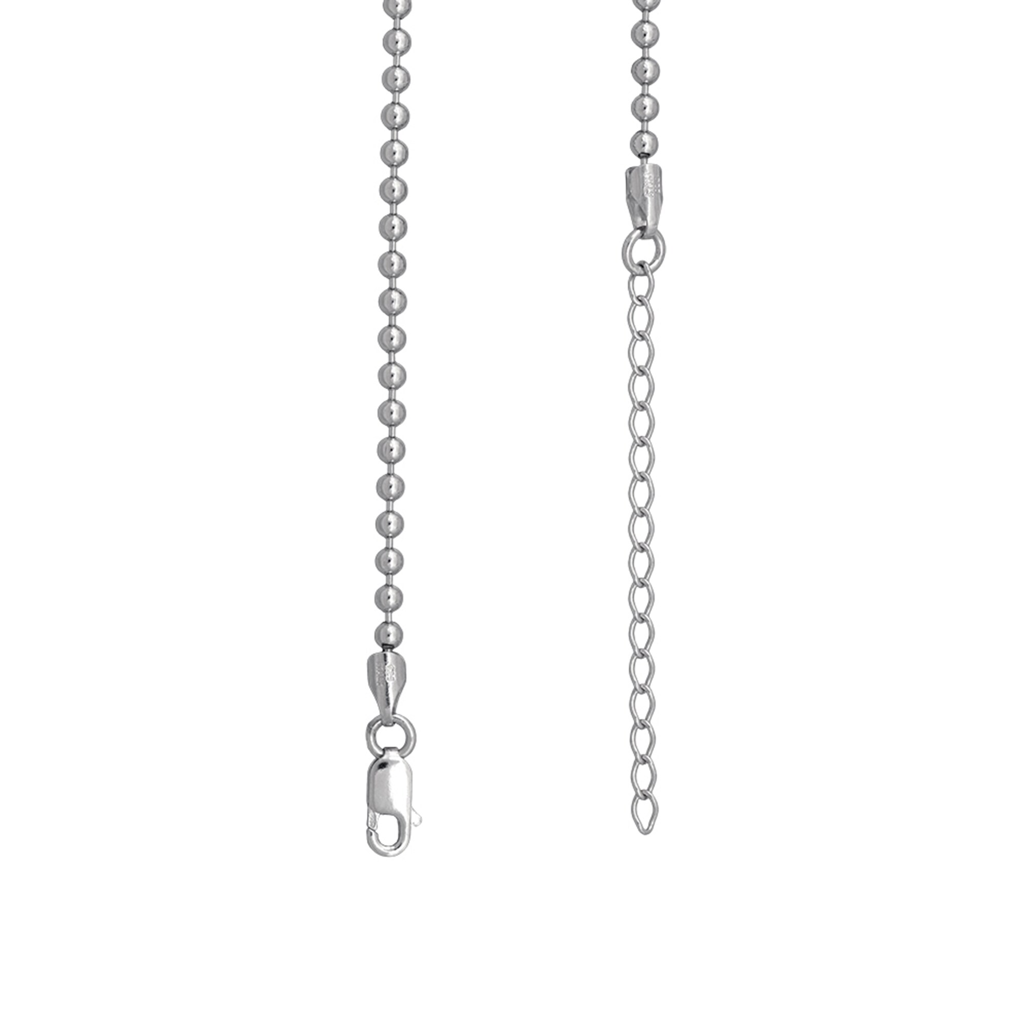 2.5mm Bead Chain Necklace in Solid Sterling Silver - 18&quot