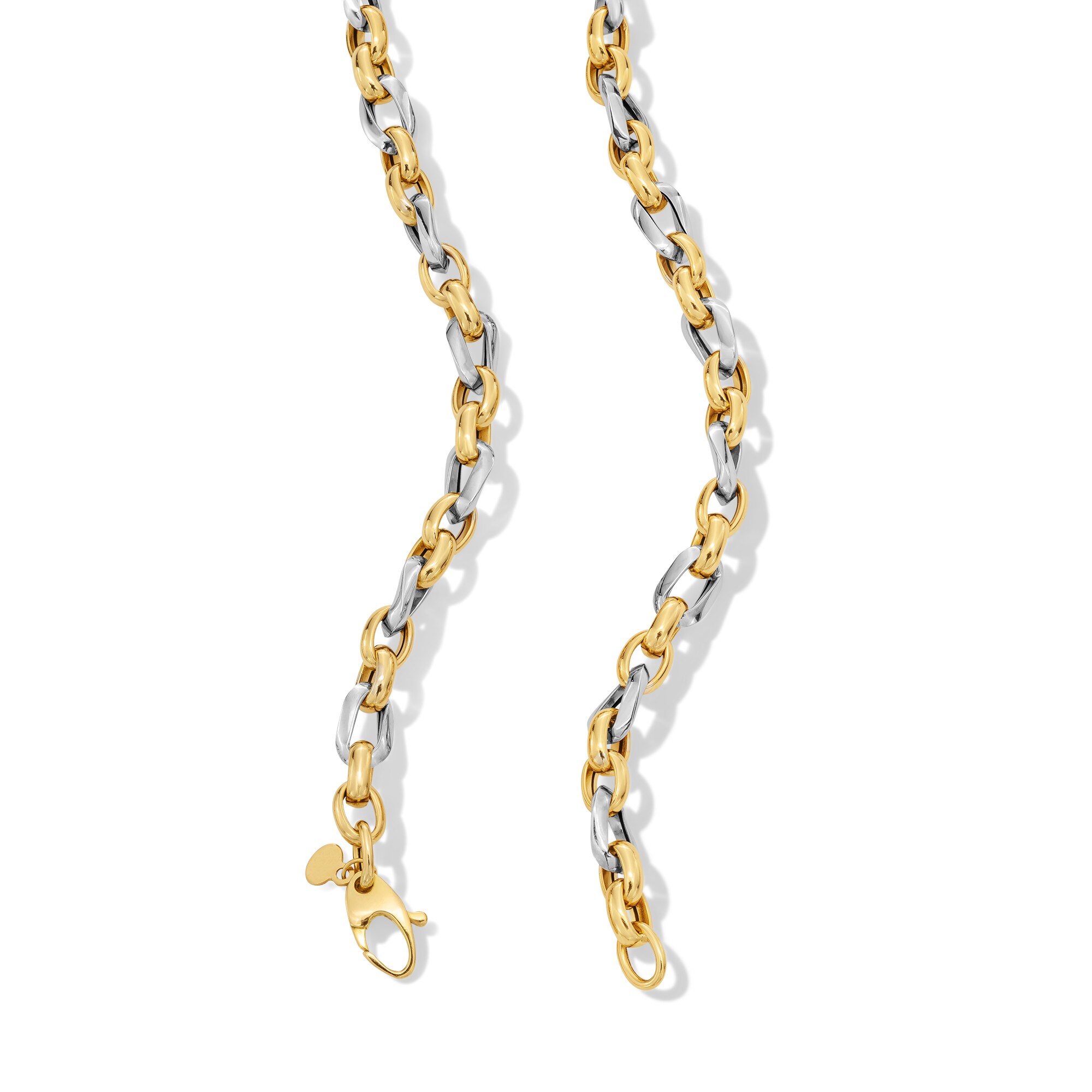 Link Chain Necklace in Hollow 18K Two-Tone Gold - 18&quot