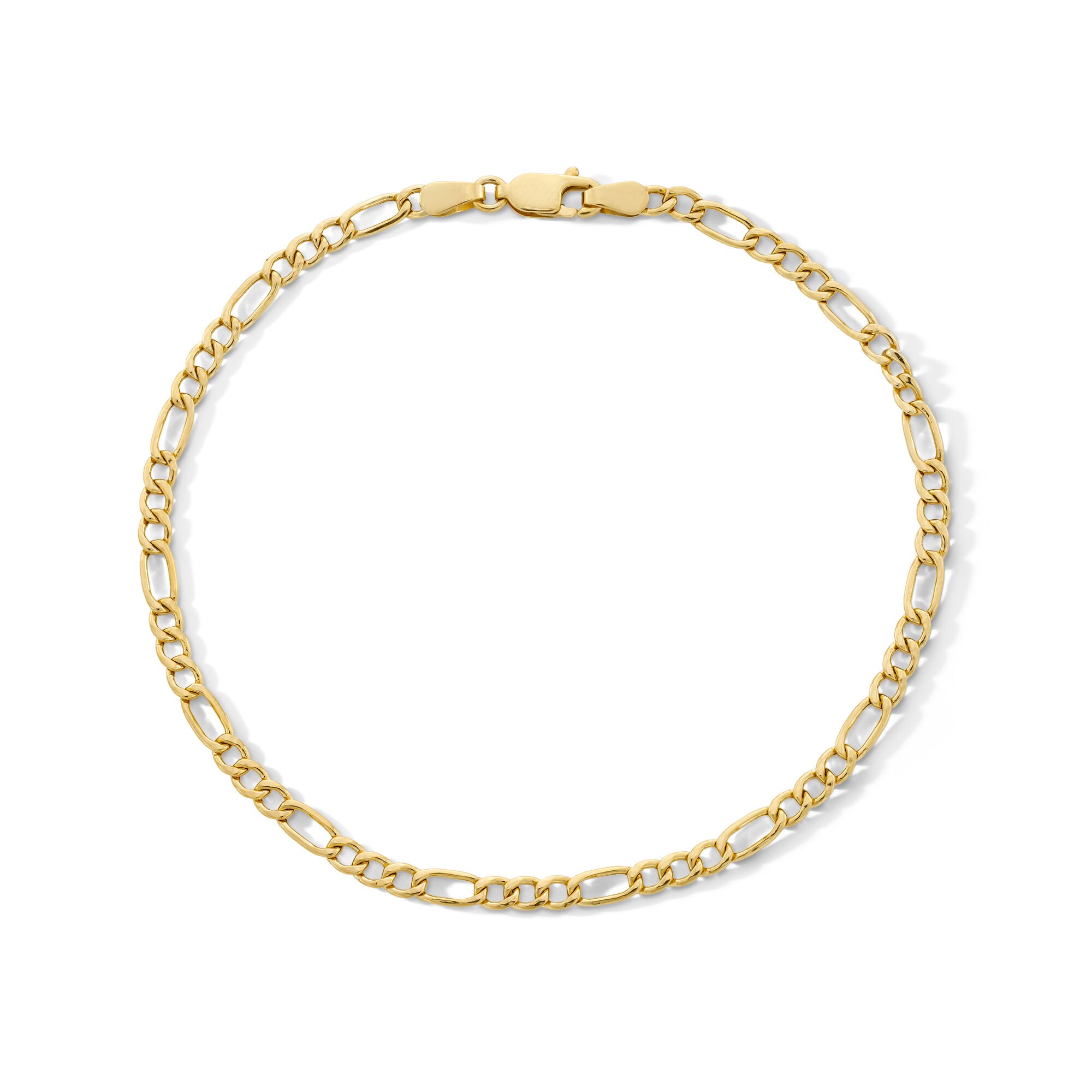 3.55mm Figaro Chain Bracelet in Hollow 10K Gold - 8.5” | Peoples