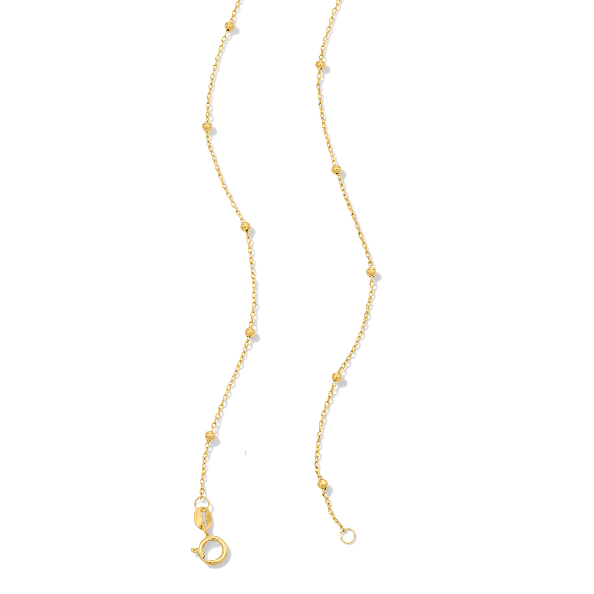 Cross with Bead Station Necklace in Solid 14K Gold | Peoples Jewellers