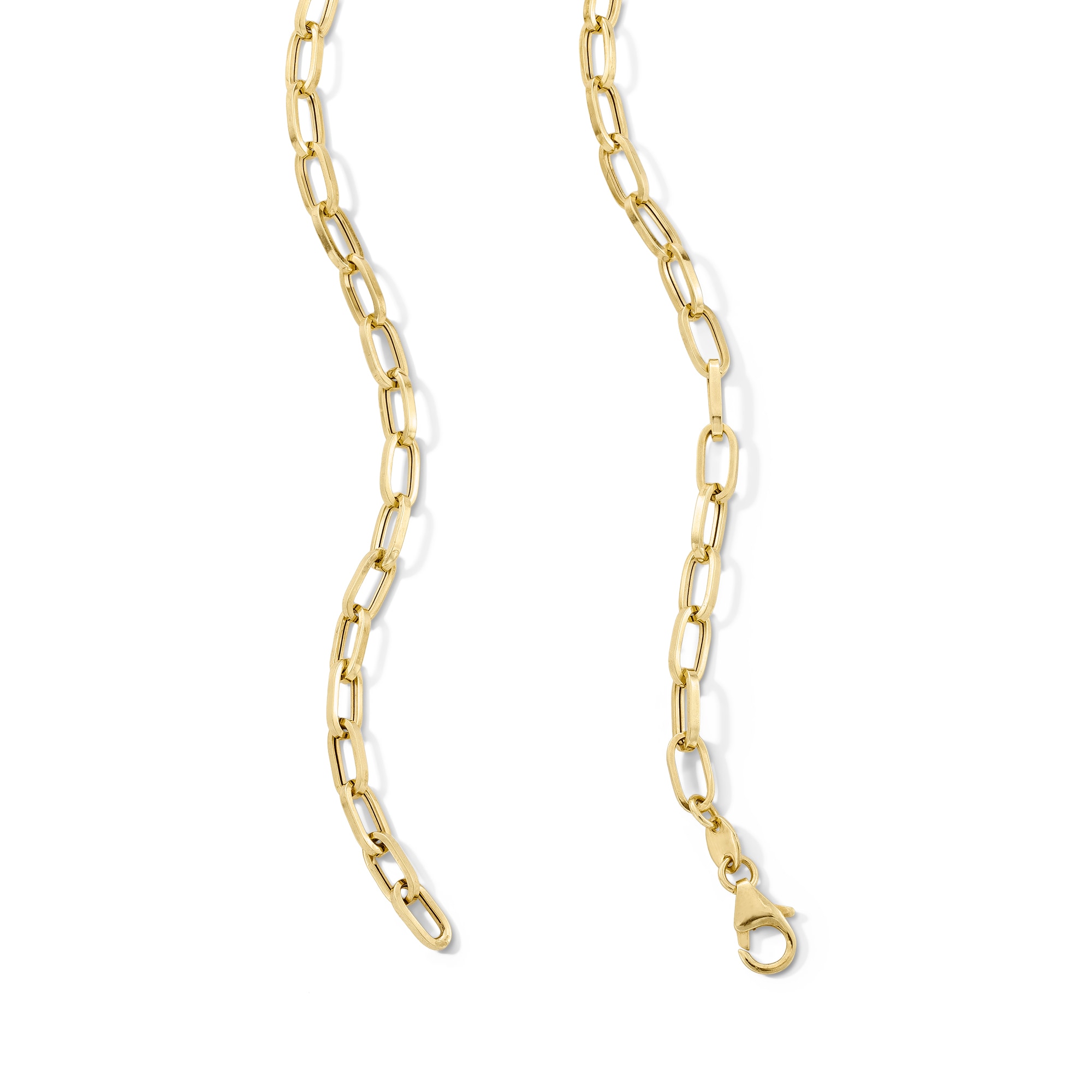 Heart Drop Paper Clip Chain “Y” Necklace in Hollow 10K Gold