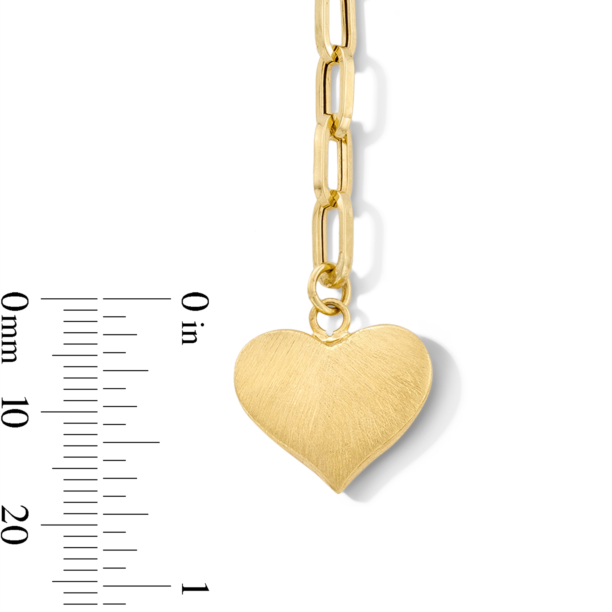 Heart Drop Paper Clip Chain “Y” Necklace in Hollow 10K Gold
