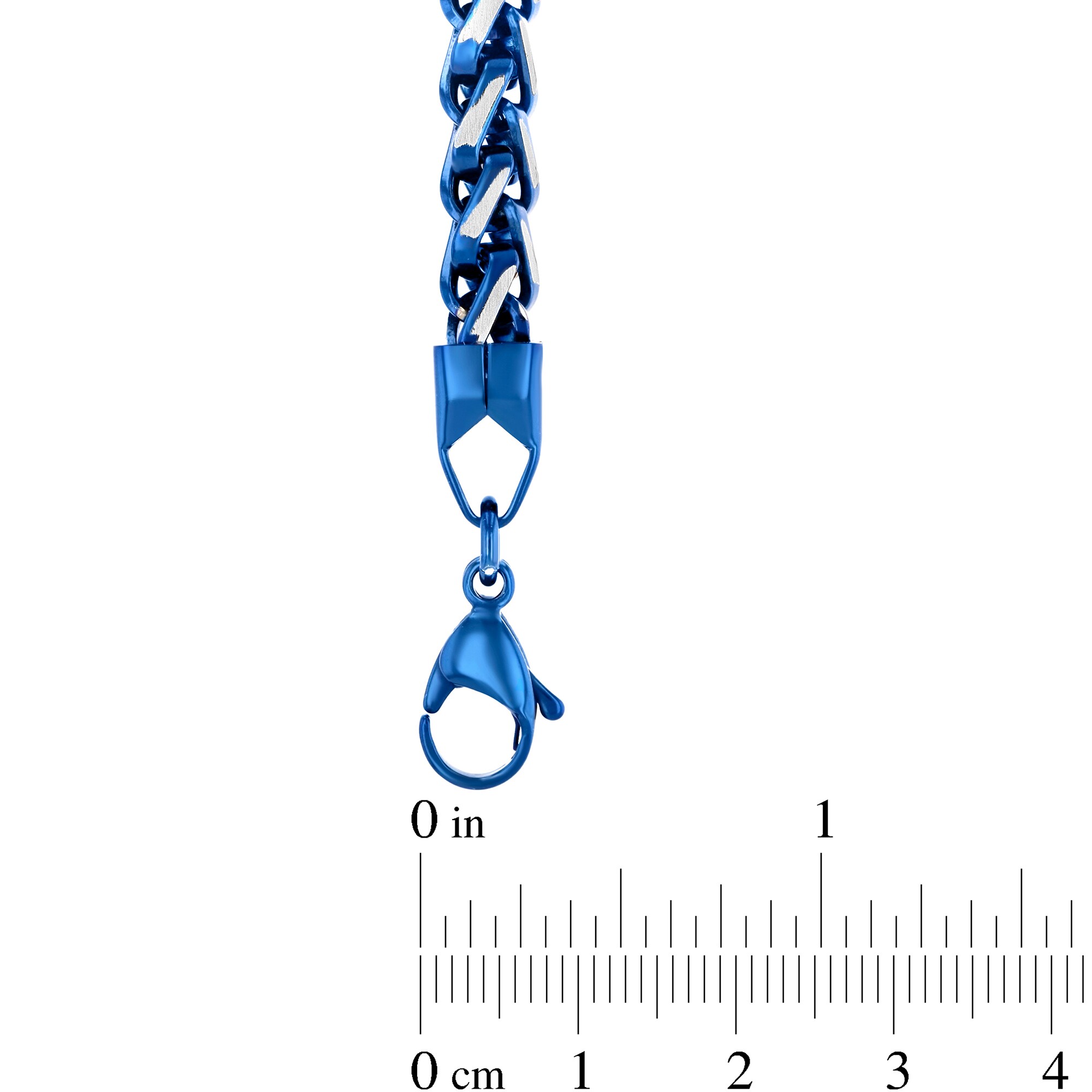 6.0mm Wheat Chain Necklace in Solid Stainless Steel and Blue Ion