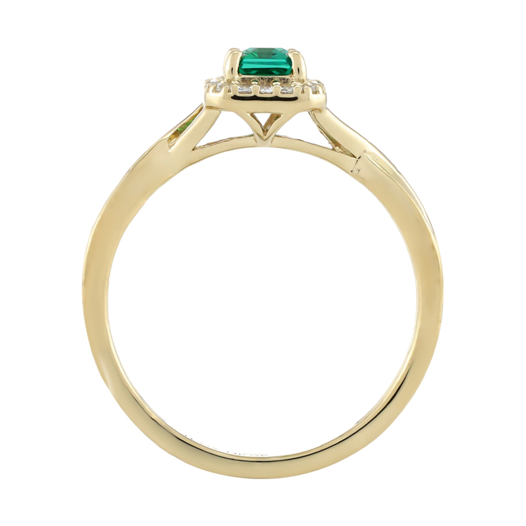 Emerald-Cut Lab-Created Emerald and White Lab-Created Sapphire