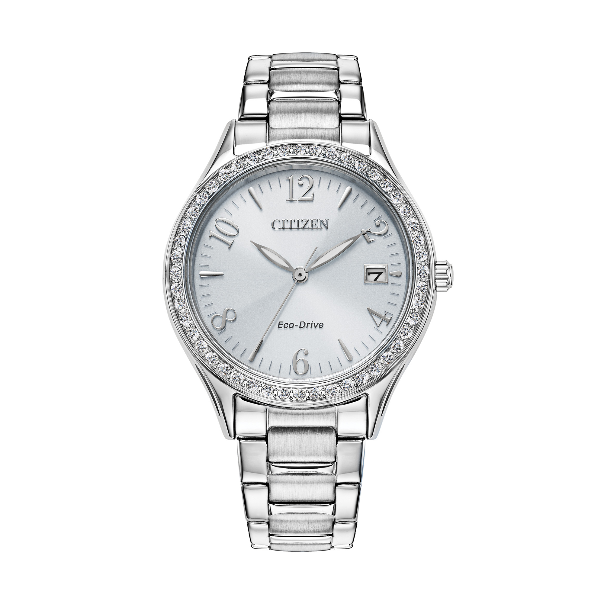 Citizen Eco-Drive Women\'s Silver Tone Crystal‎ Accent Watch Untested Battery Citizen Crystal Eco Drive silver tone 30MM Ladies Watch  main image 4